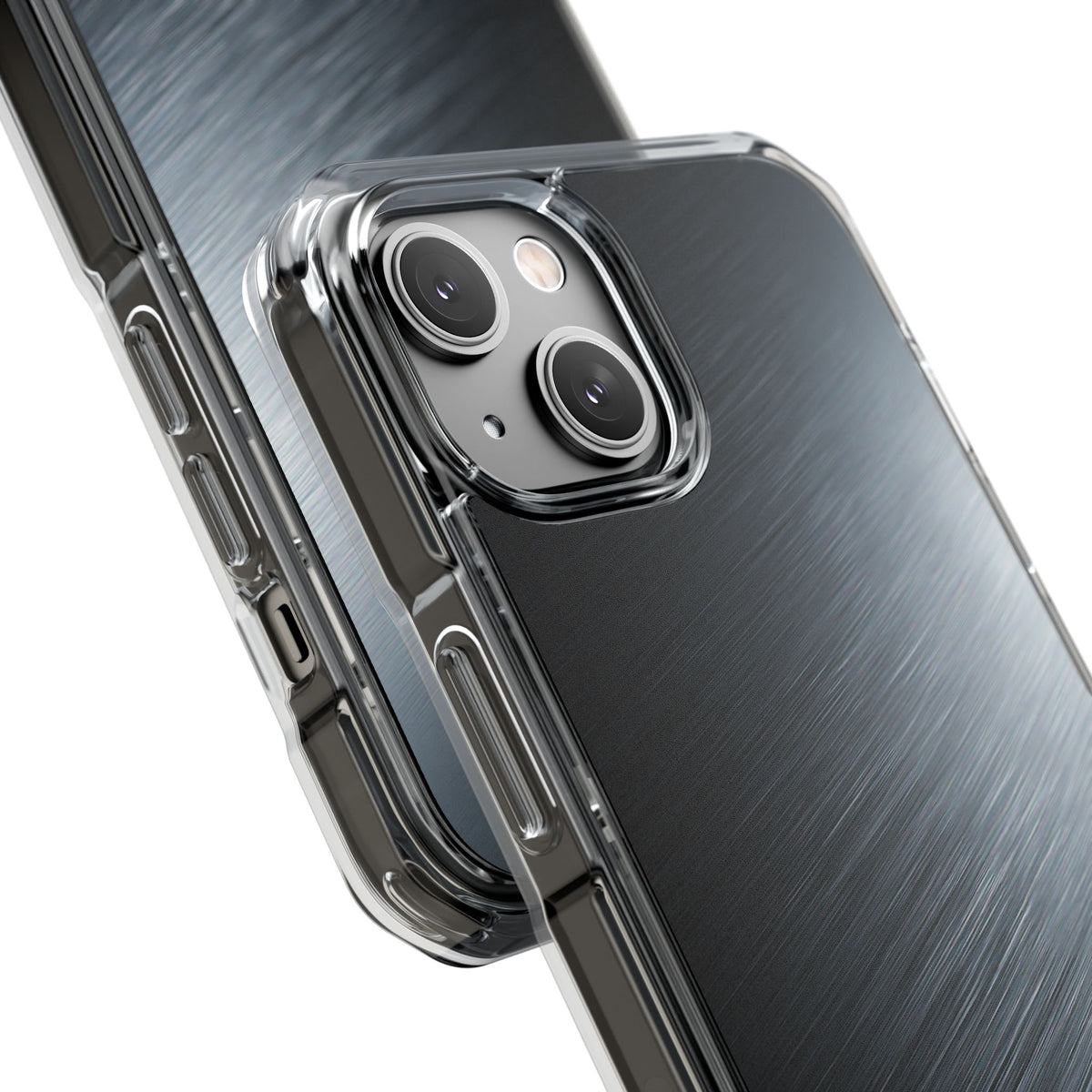 Brushed Obsidian Steel · Clear Impact Magnetic Phone Case for iPhone · Grey