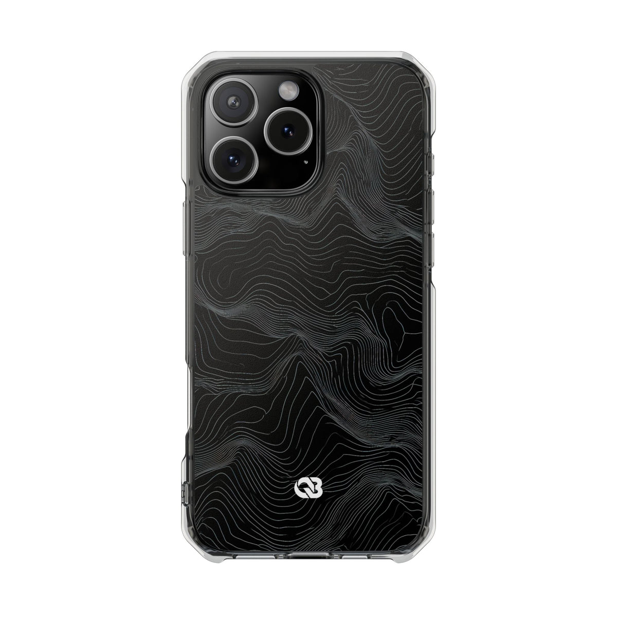 Obsidian Contour Elevation · Clear Impact Magnetic Phone Case for iPhone · Black