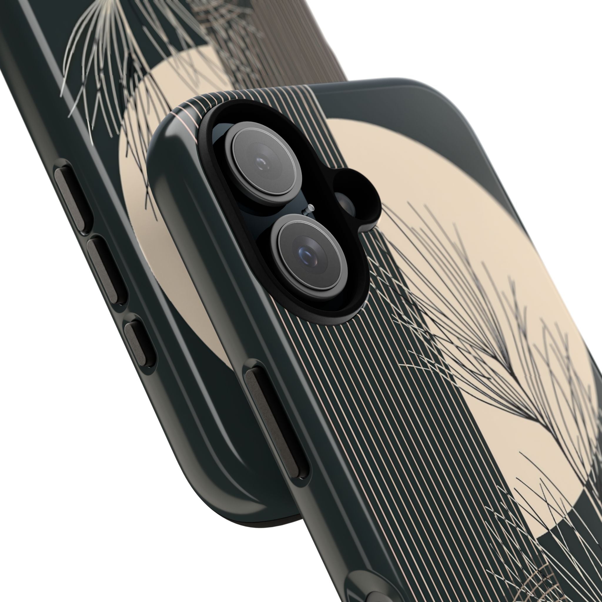 Black Tough Phone Case for iPhone - Obsidian Sand Willow
