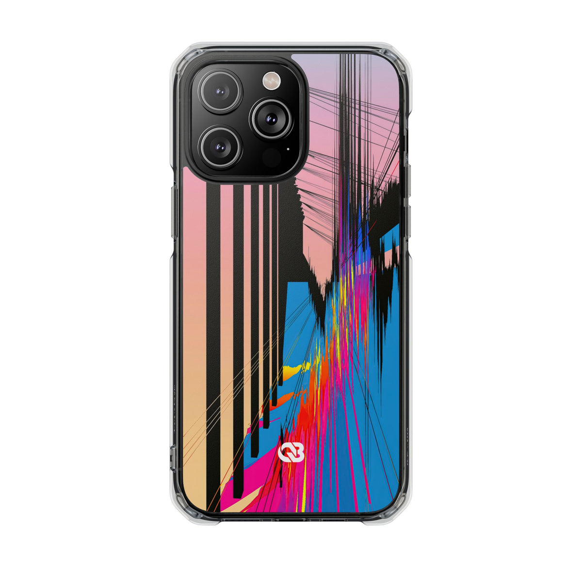 Blue Impact MagSafe Phone Case for iPhone - Fractured Data Skyline