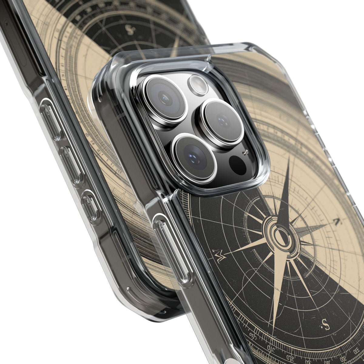 Beige Impact MagSafe Phone Case for iPhone - Obsidian Nautical Blueprint