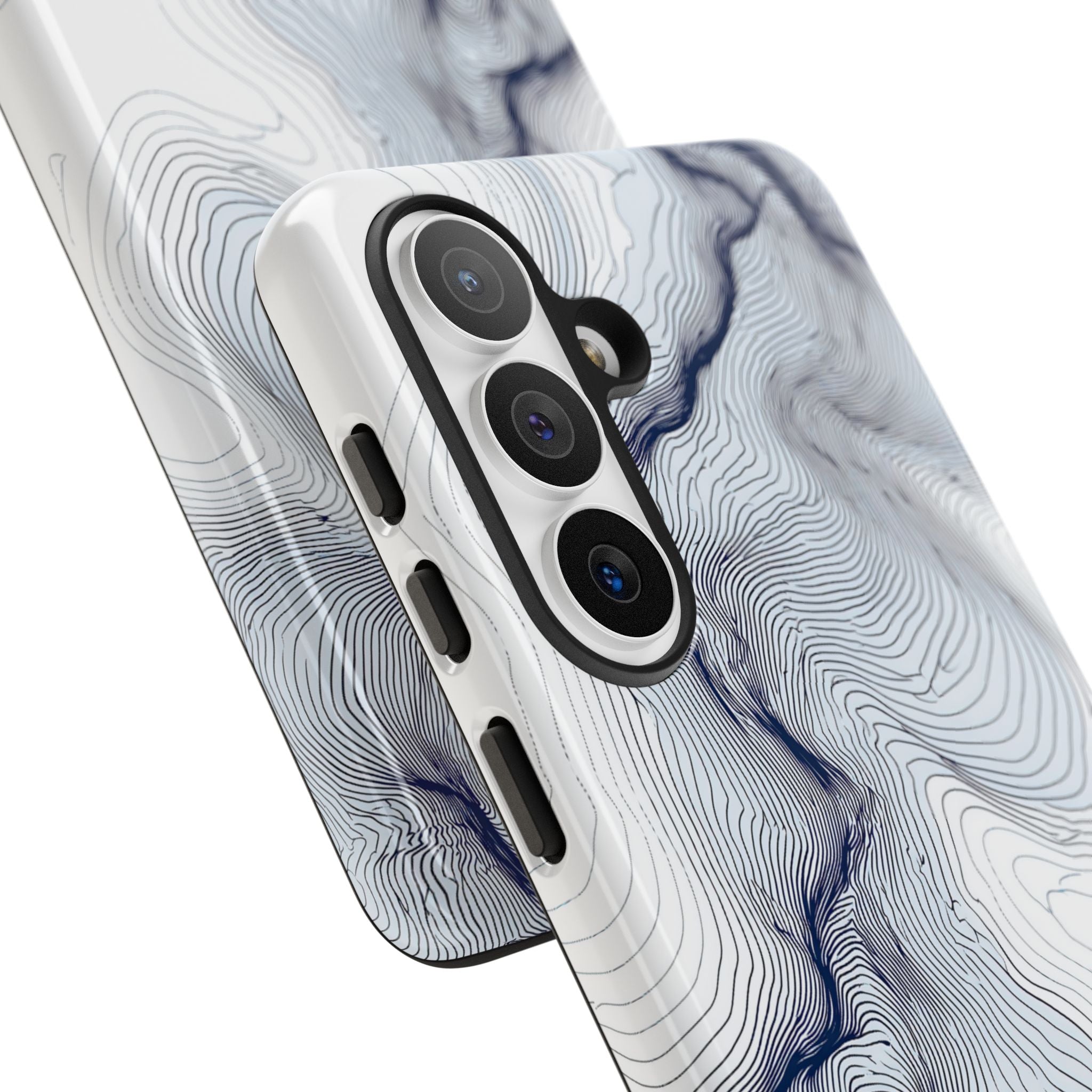 White Tough Phone Case for Samsung - Nordic Ridge Topo