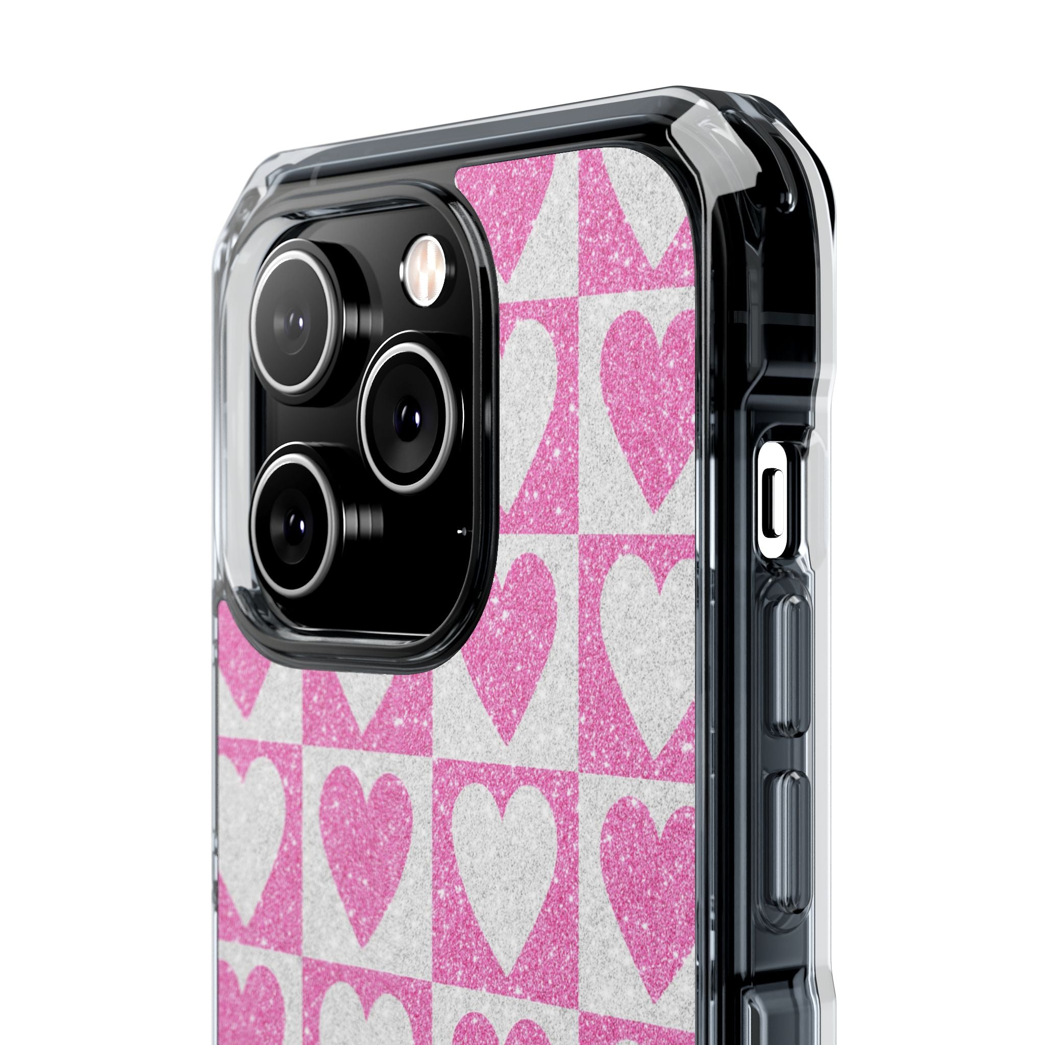 Glitter Hjerte Gitter iPhone 14 Pro Cover - Impact