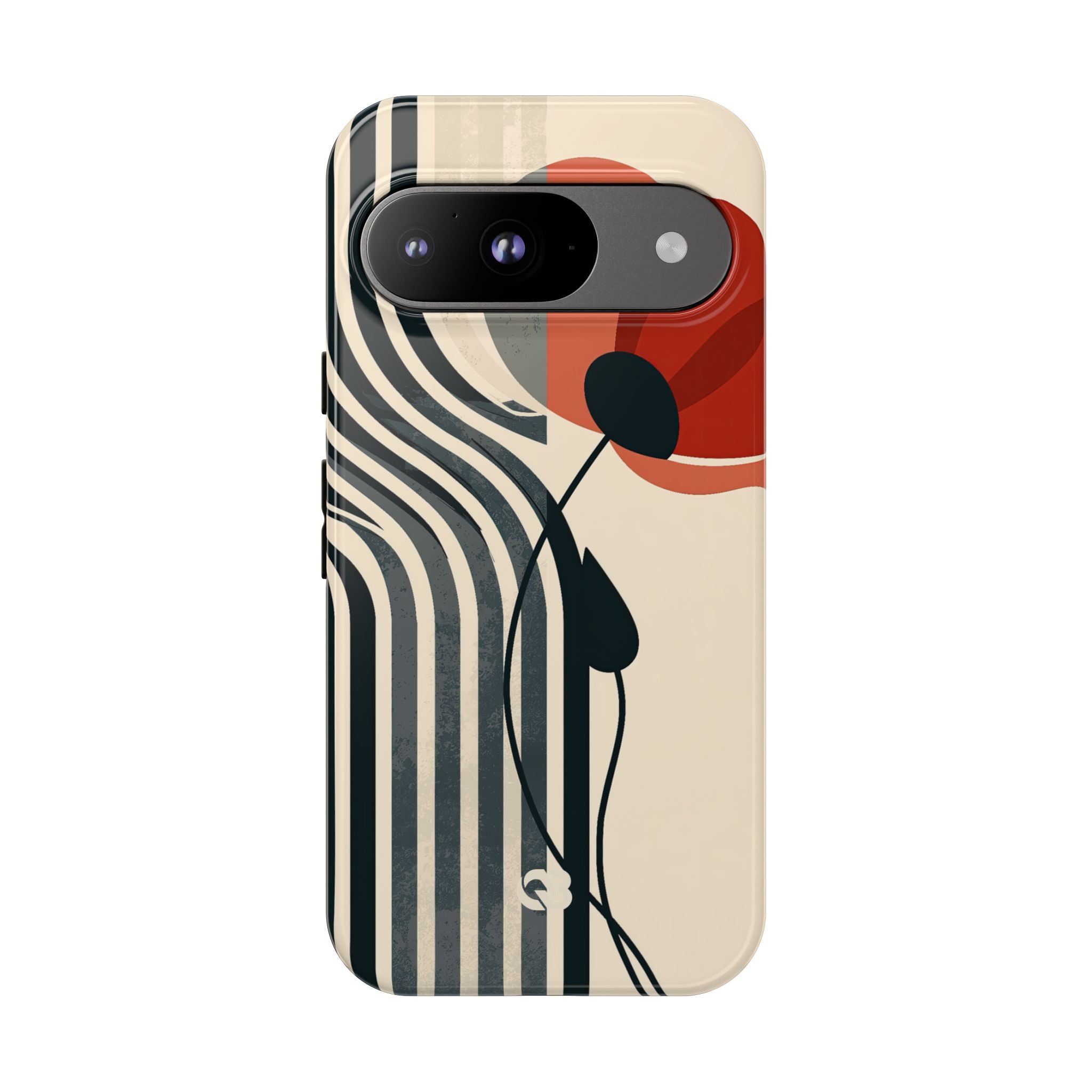 Beige Tough Phone Case for Google Pixel - Crimson Line Bloom