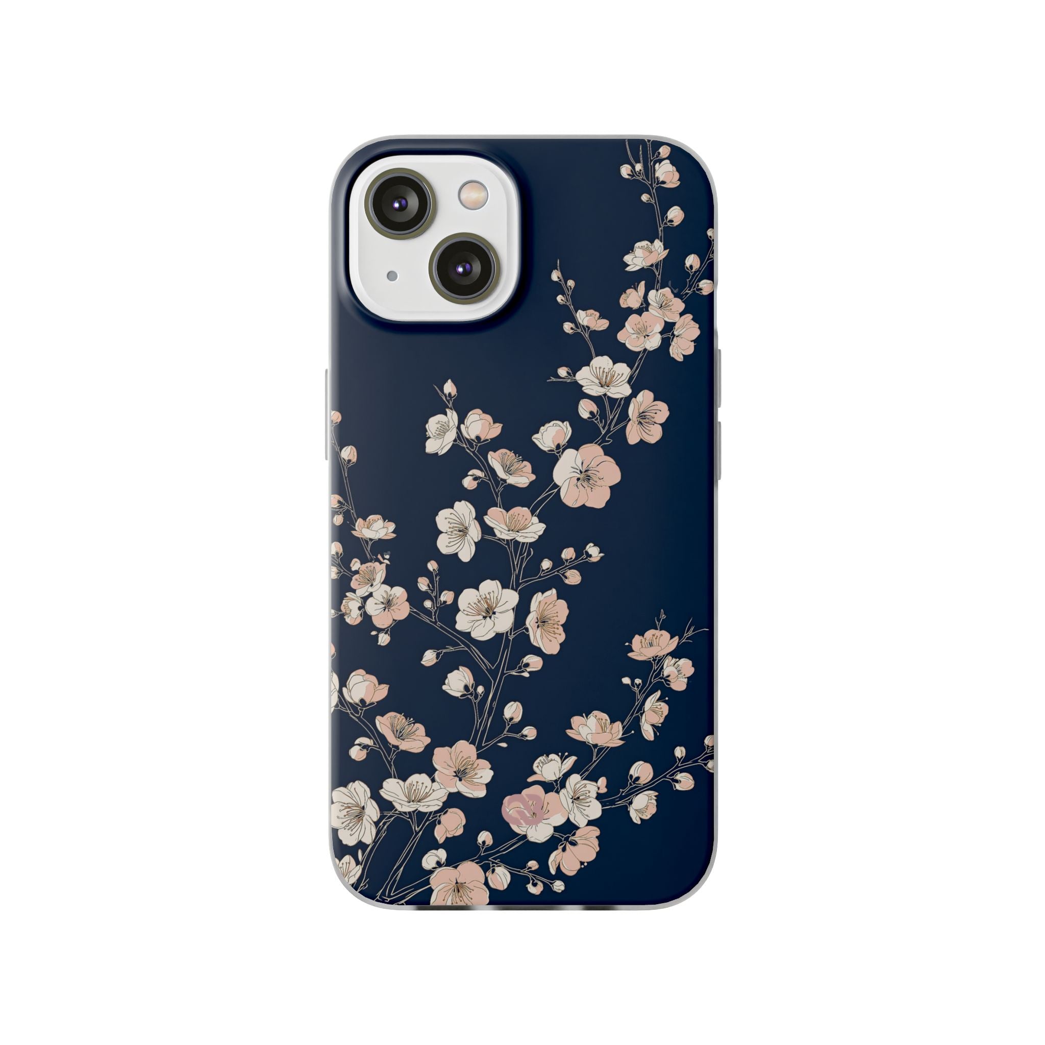 Blue Lite Phone Case for iPhone - Midnight Peach Sakura