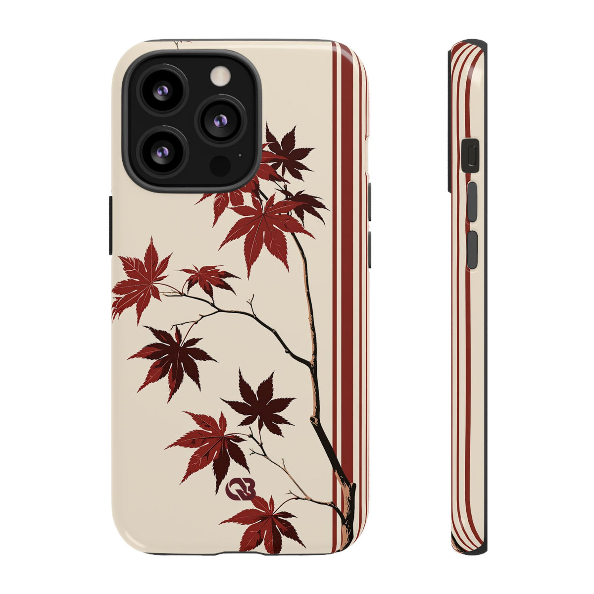 Crimson Maple Branch · Tough Phone Case for iPhone · Beige
