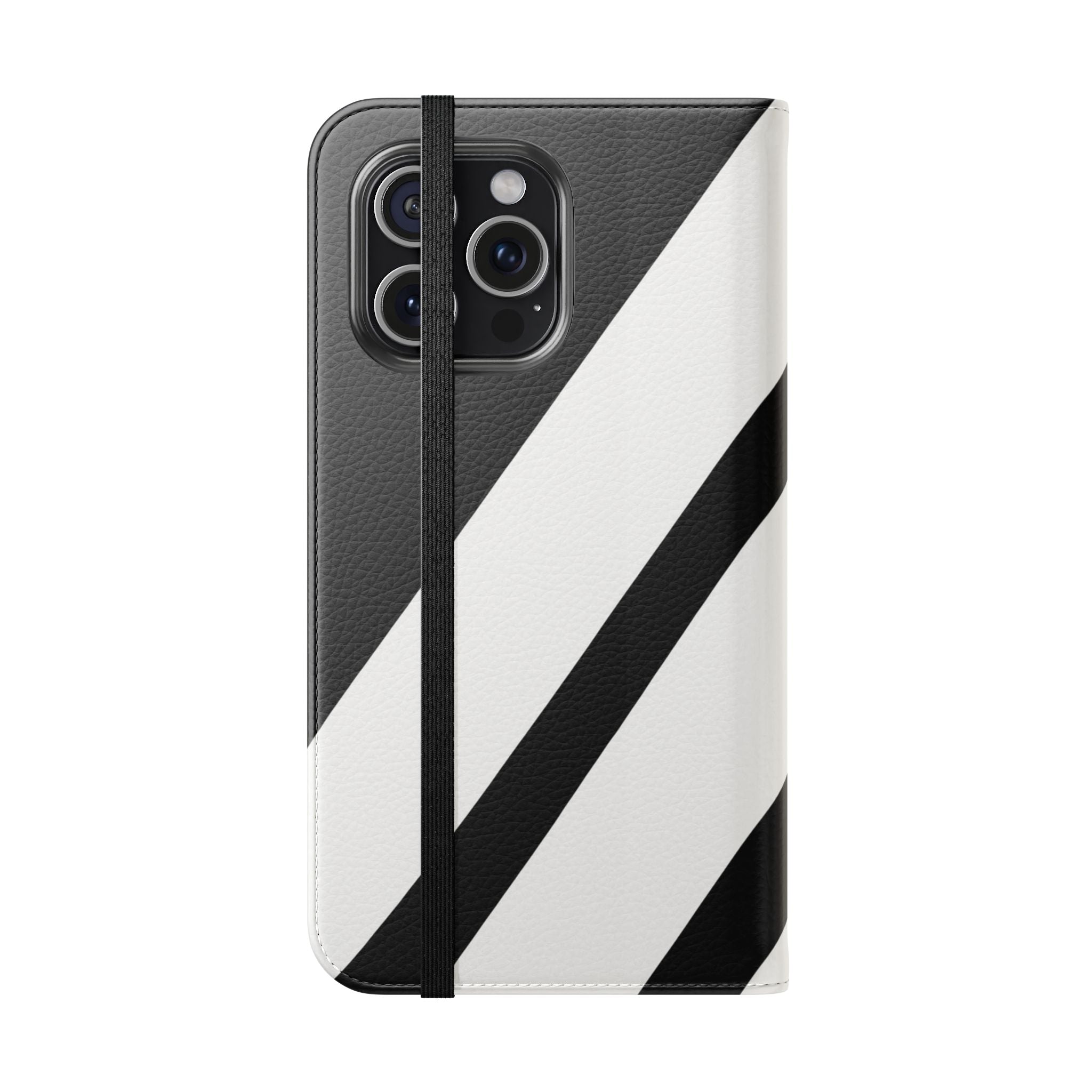 Diagonal Stripes BlackWhite - iPhone 15 Pro Max Case - Wallet