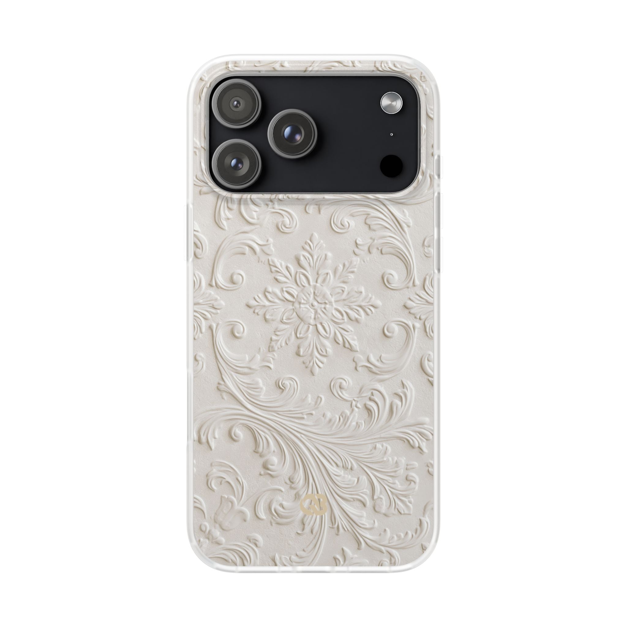 White Lite Phone Case for iPhone - Alabaster Floral Relief