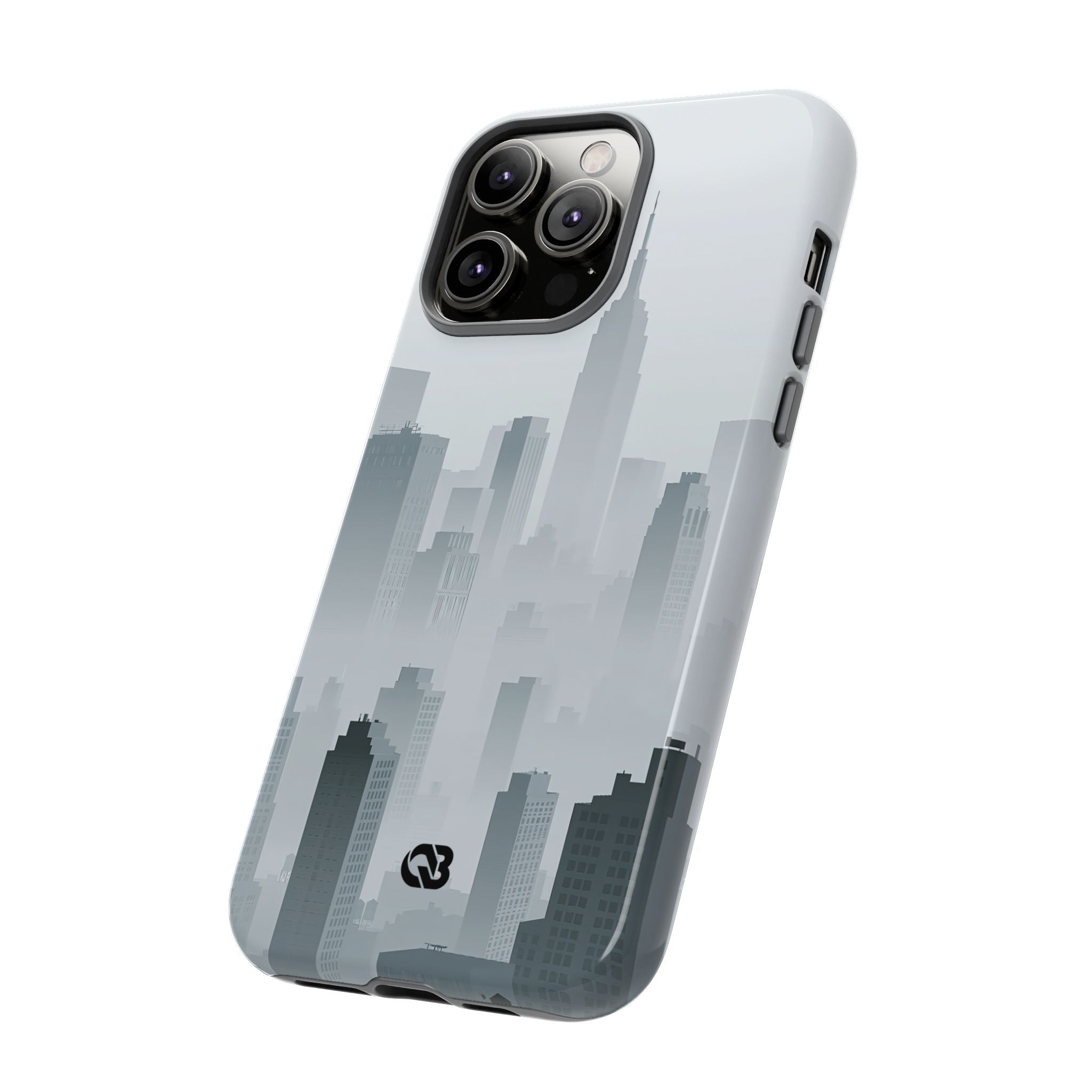 Grey Tough Phone Case for iPhone - Steel Mist Skyline