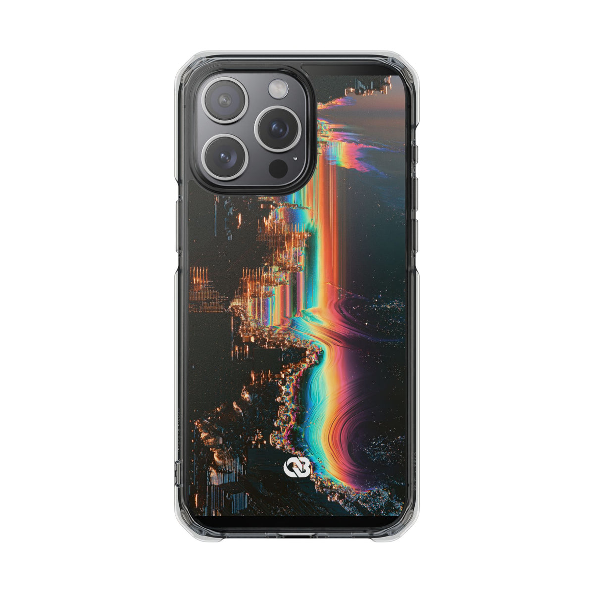 Prismatic Circuit · Clear Impact Magnetic Phone Case for iPhone · Black