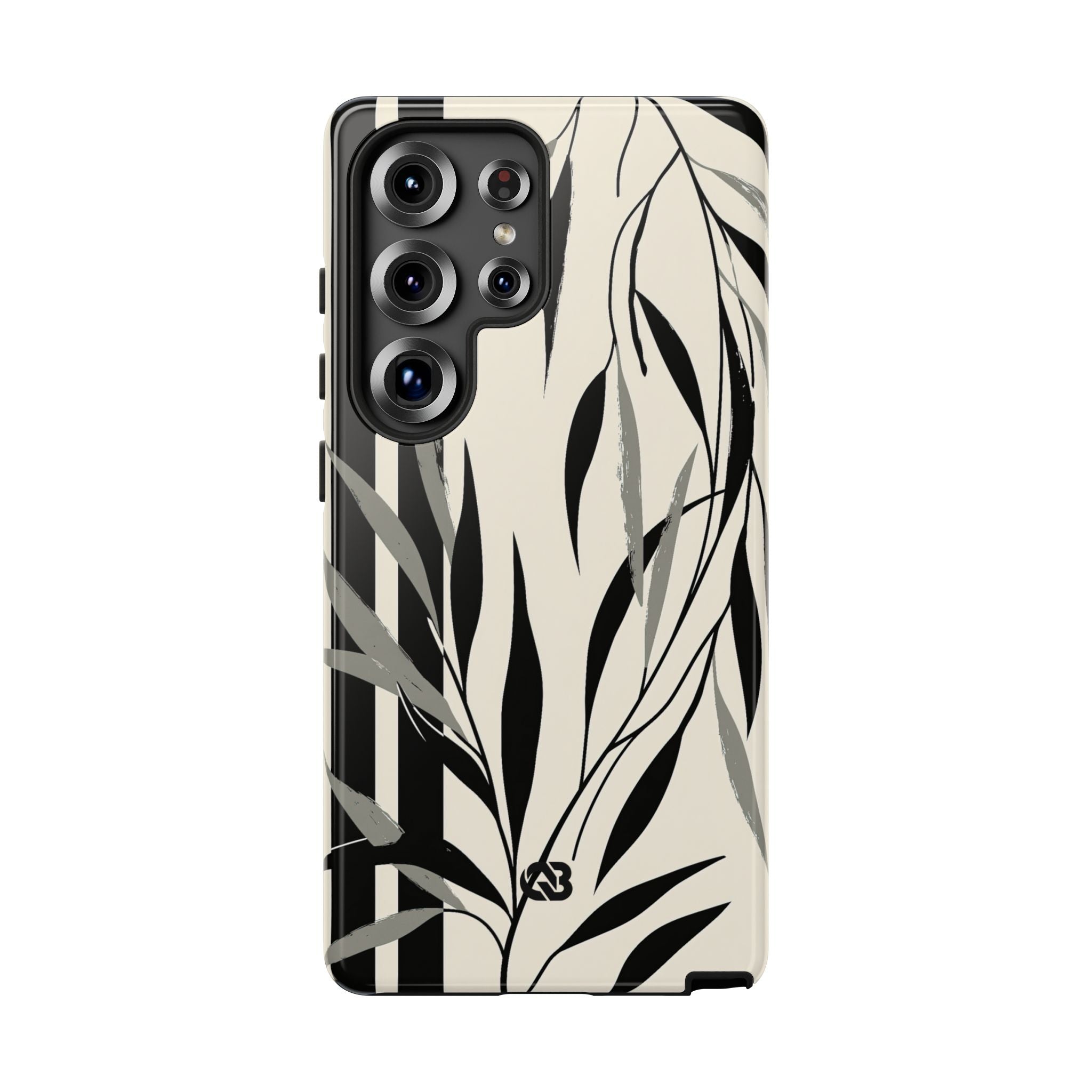 Beige Tough Phone Case for Samsung - Soot Leaf Sketch
