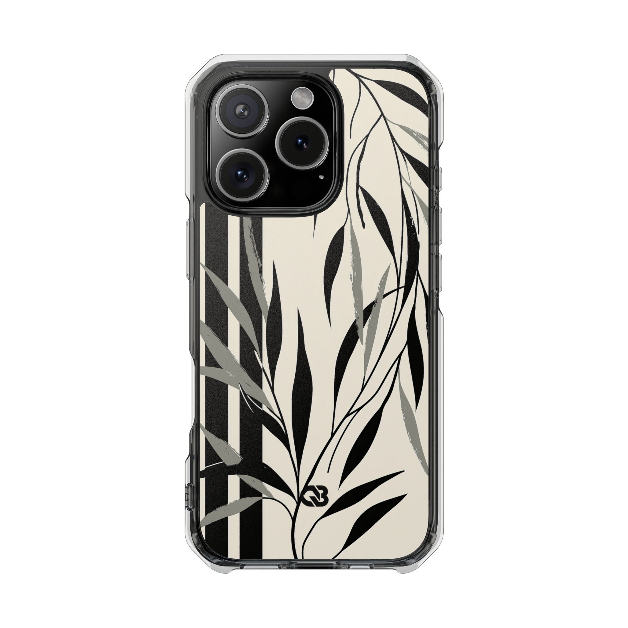 Beige Impact MagSafe Phone Case for iPhone - Soot Leaf Sketch