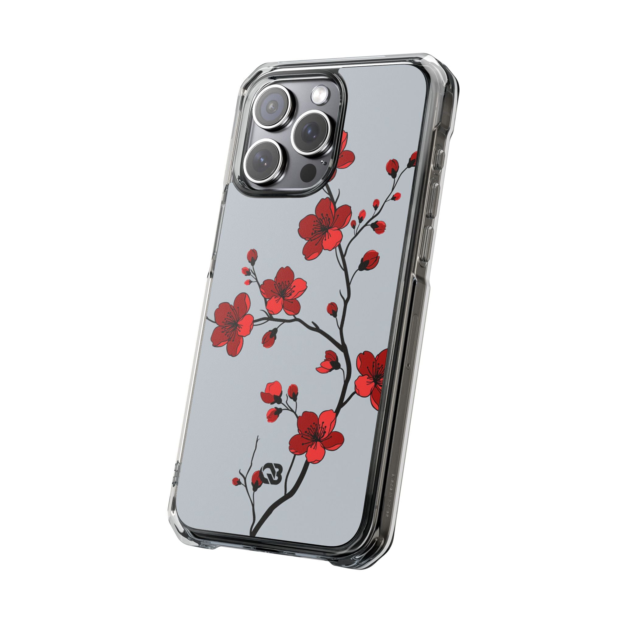 Grey Impact MagSafe Phone Case for iPhone - Crimson Blossom Onyx