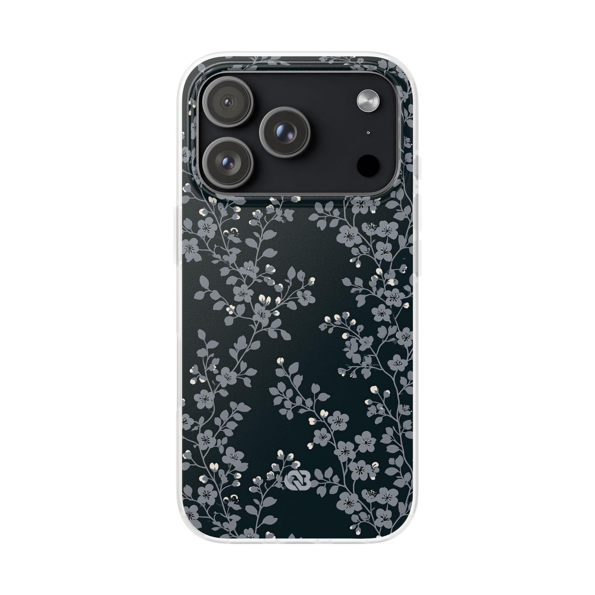 Black Lite Phone Case for iPhone - Midnight Slate Blossom