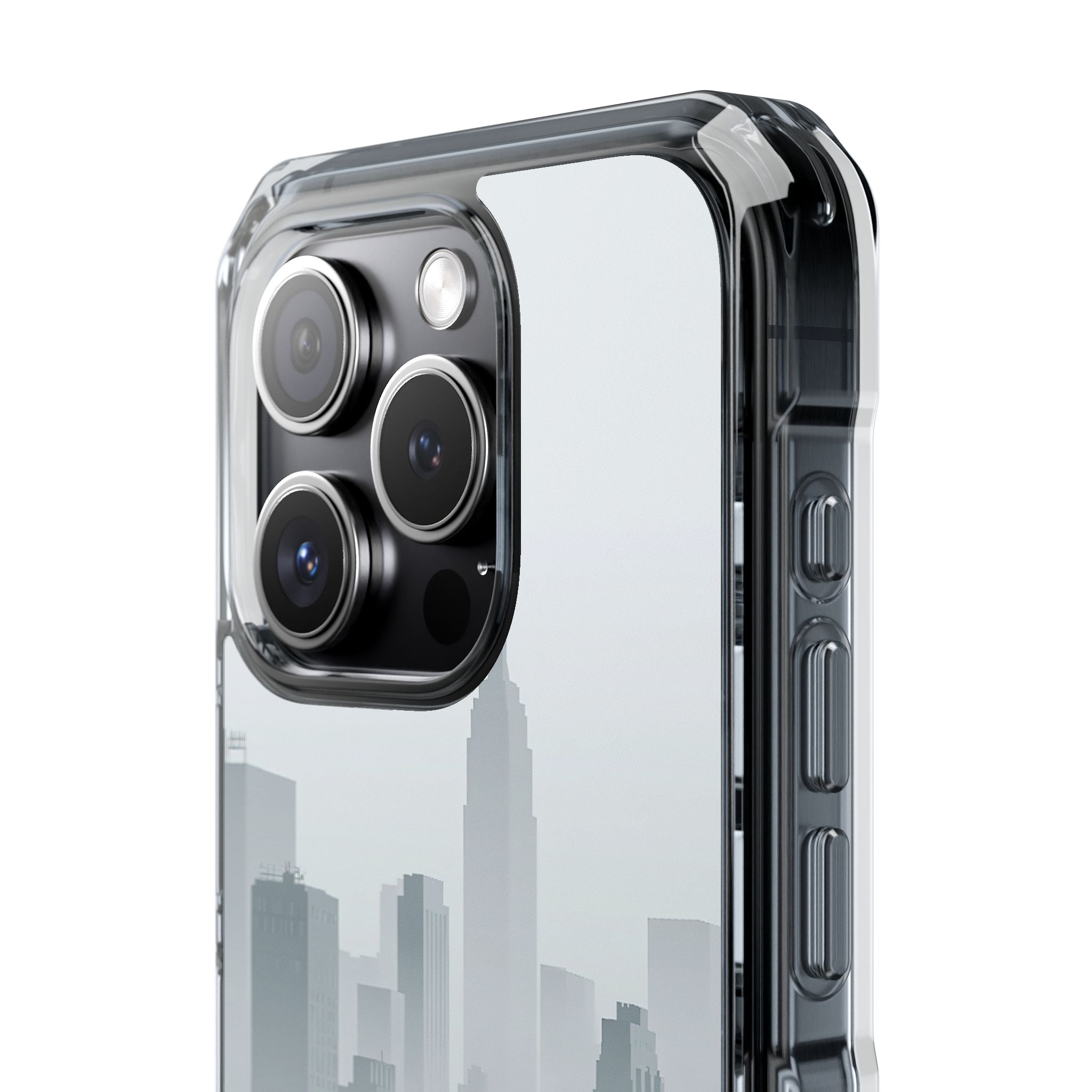 Grey Impact MagSafe Phone Case for iPhone - Steel Mist Skyline