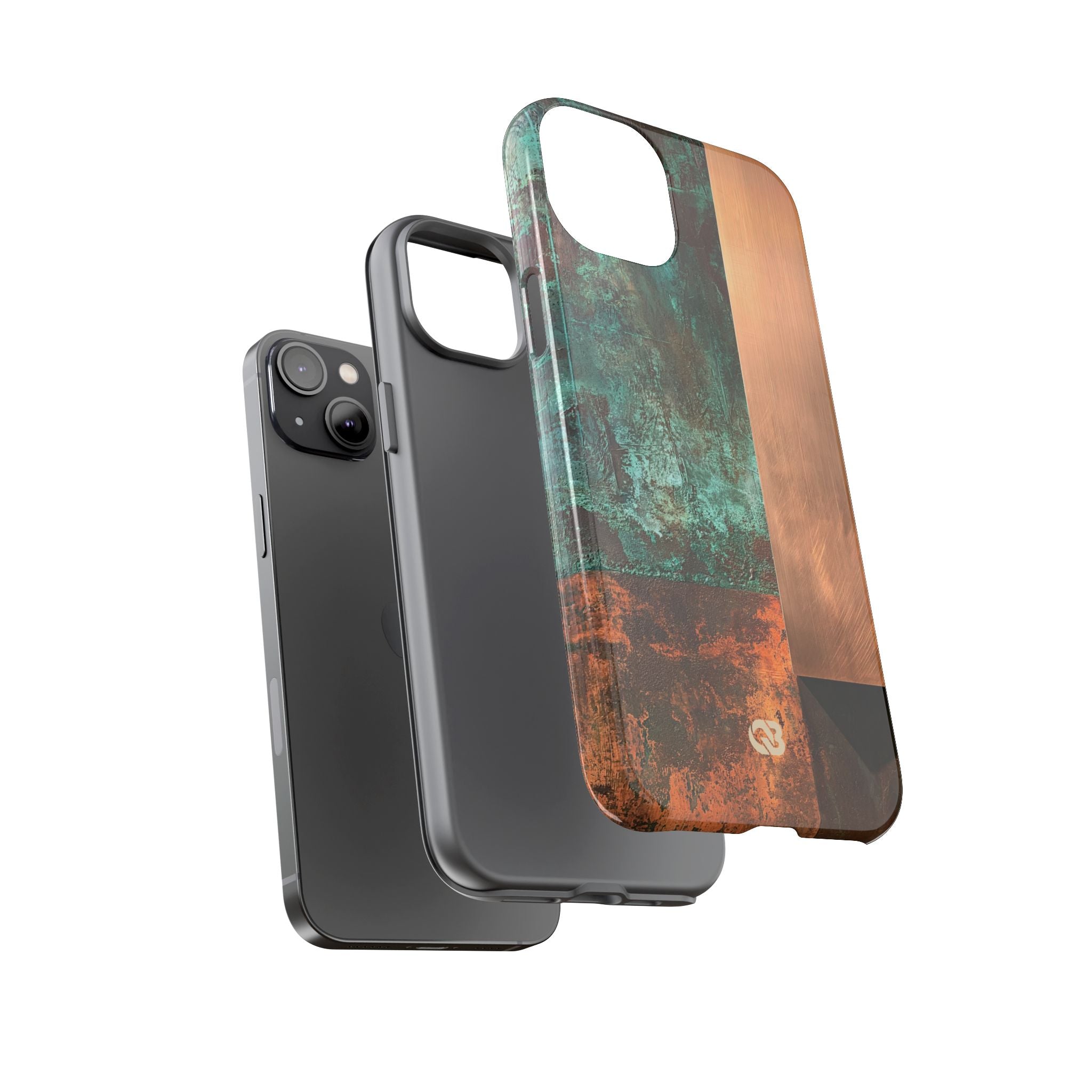 Teal Tough Phone Case for iPhone - Verdigris Copper Slab