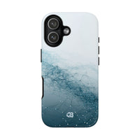 Teal Tough Phone Case for iPhone - Cyan Vector Lattice