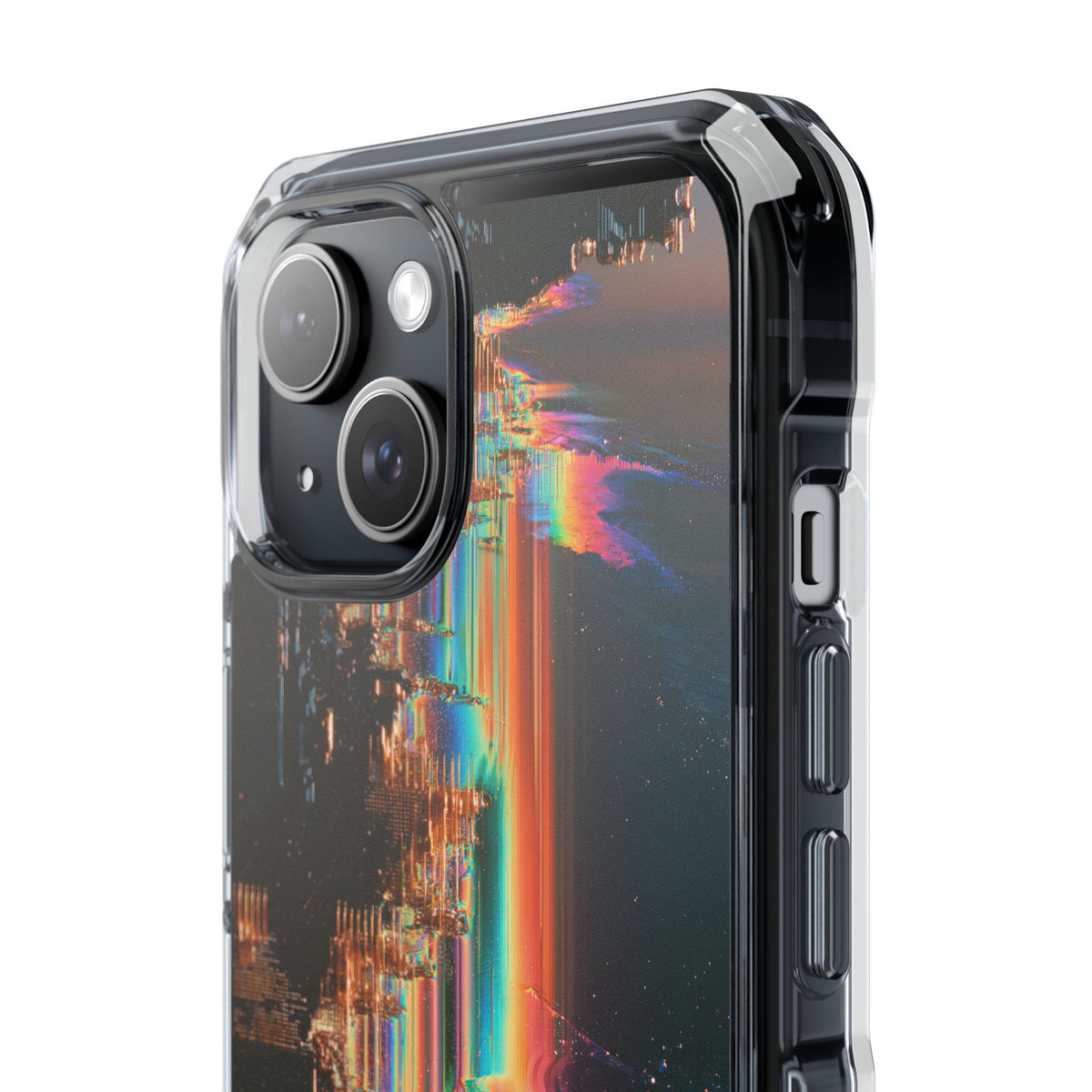 Prismatic Circuit · Clear Impact Magnetic Phone Case for iPhone · Black