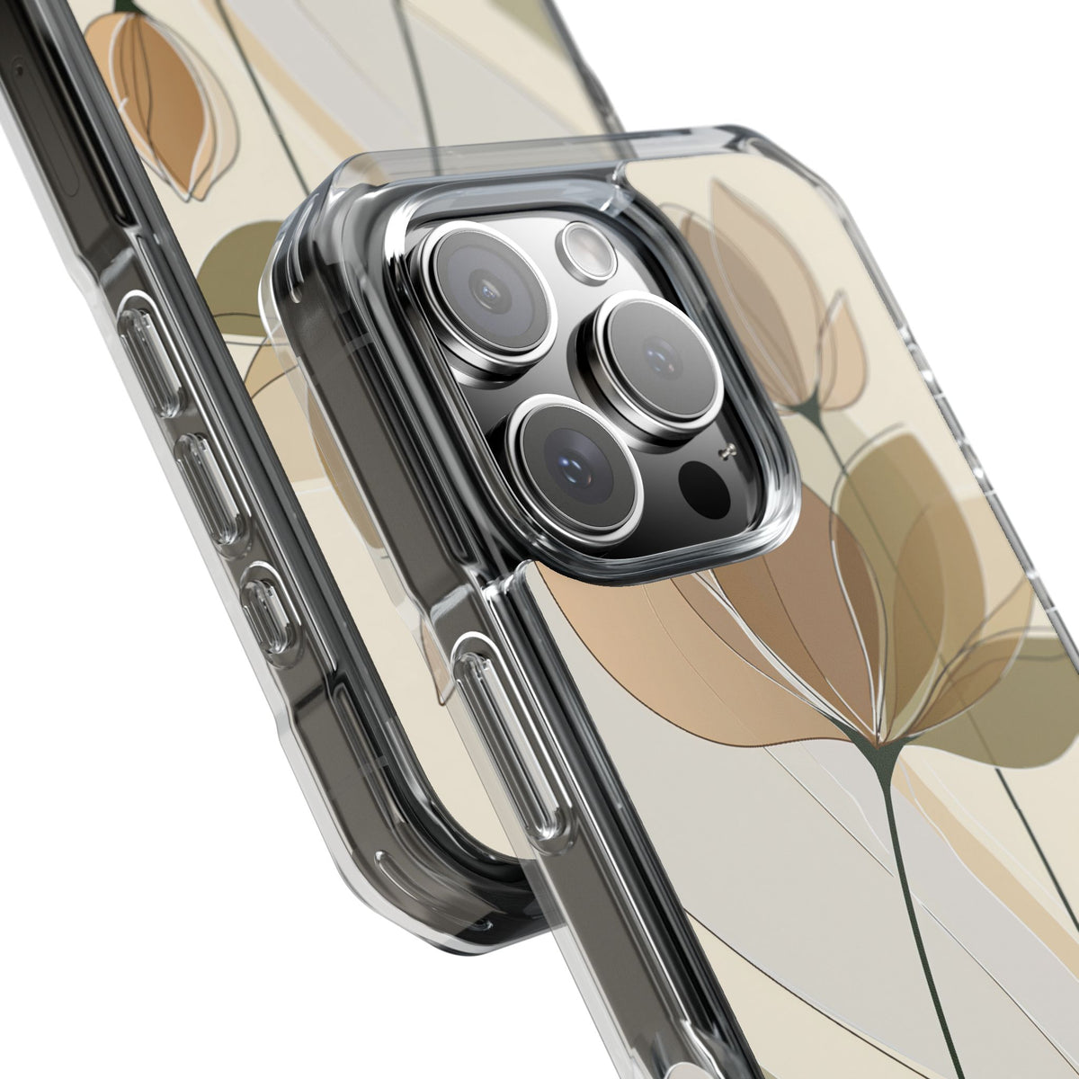 Translucent Petal Contour · Clear Impact Magnetic Phone Case for iPhone · Beige