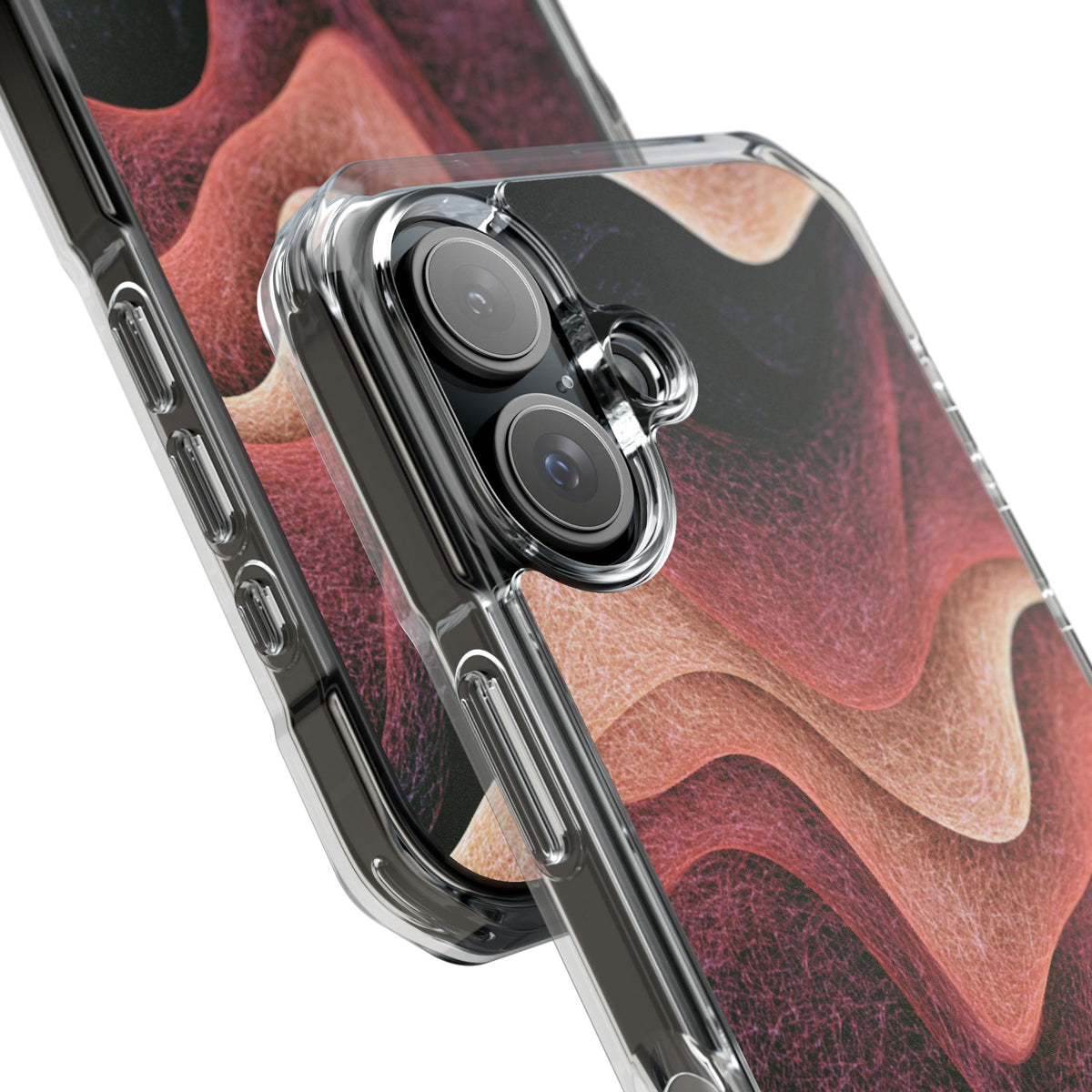 Rose Contour Waves · Clear Impact Magnetic Phone Case for iPhone · Pink