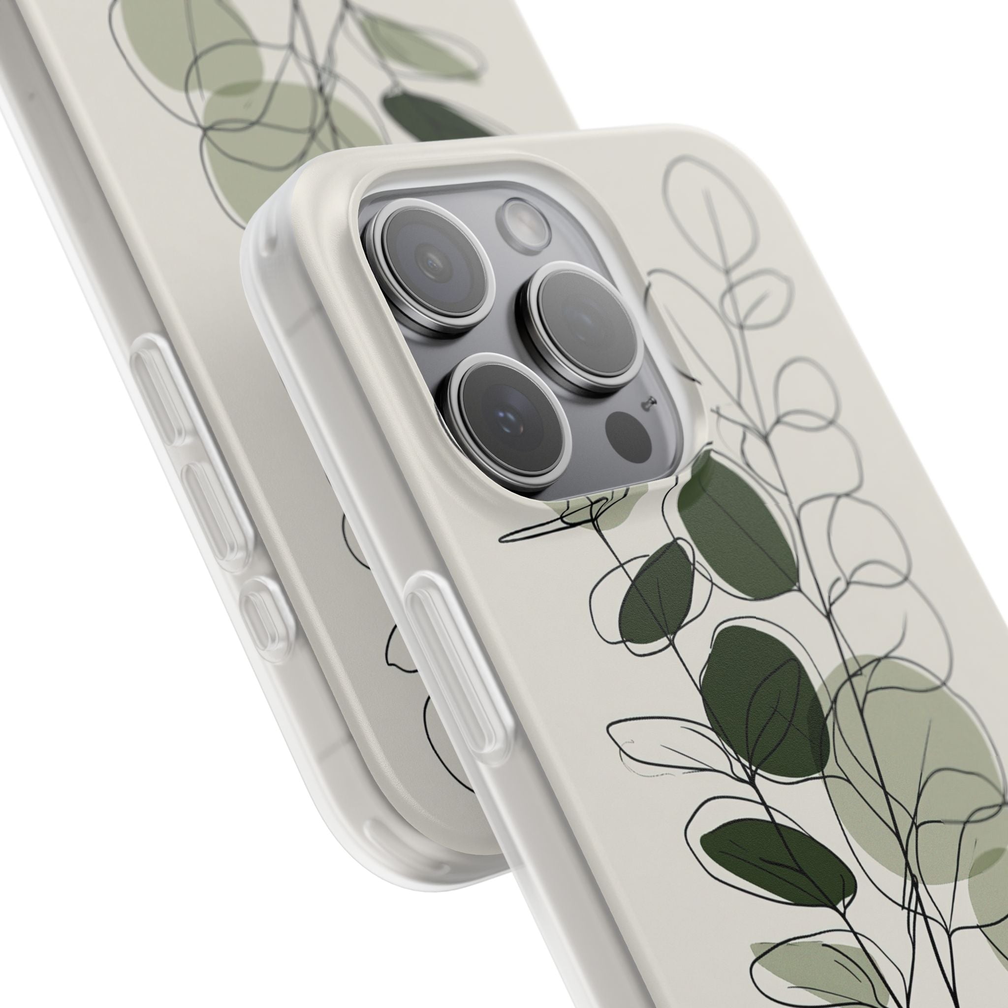 Green Lite Phone Case for iPhone - Muted Eucalyptus Sketch