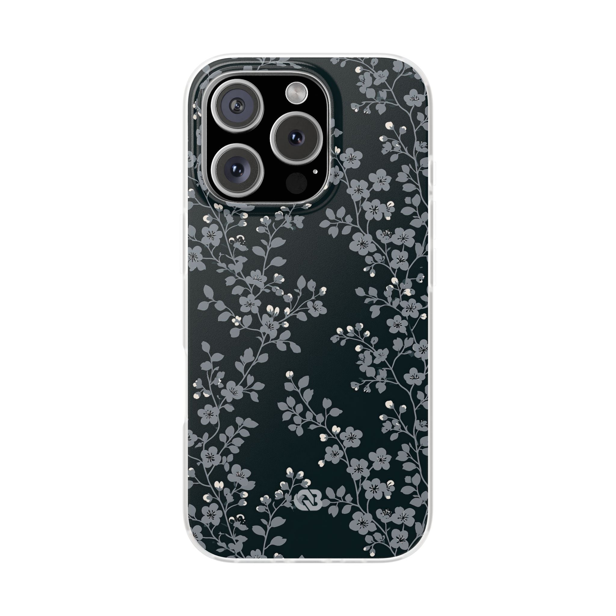 Black Lite Phone Case for iPhone - Midnight Slate Blossom