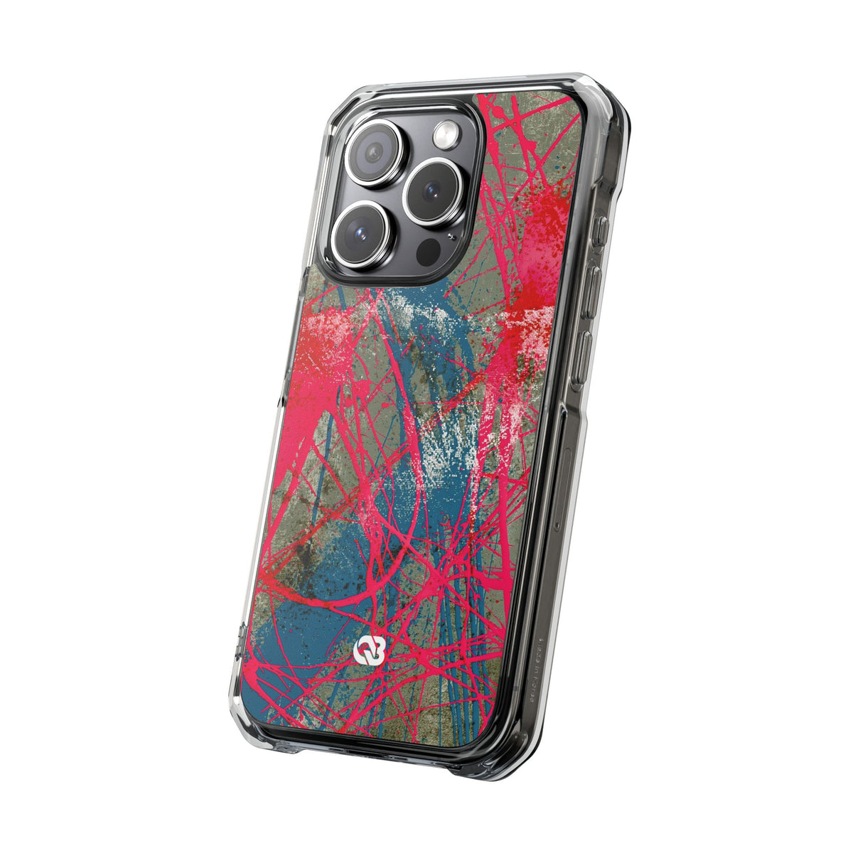 Neon Static Drip · Clear Impact Magnetic Phone Case for iPhone · Pink