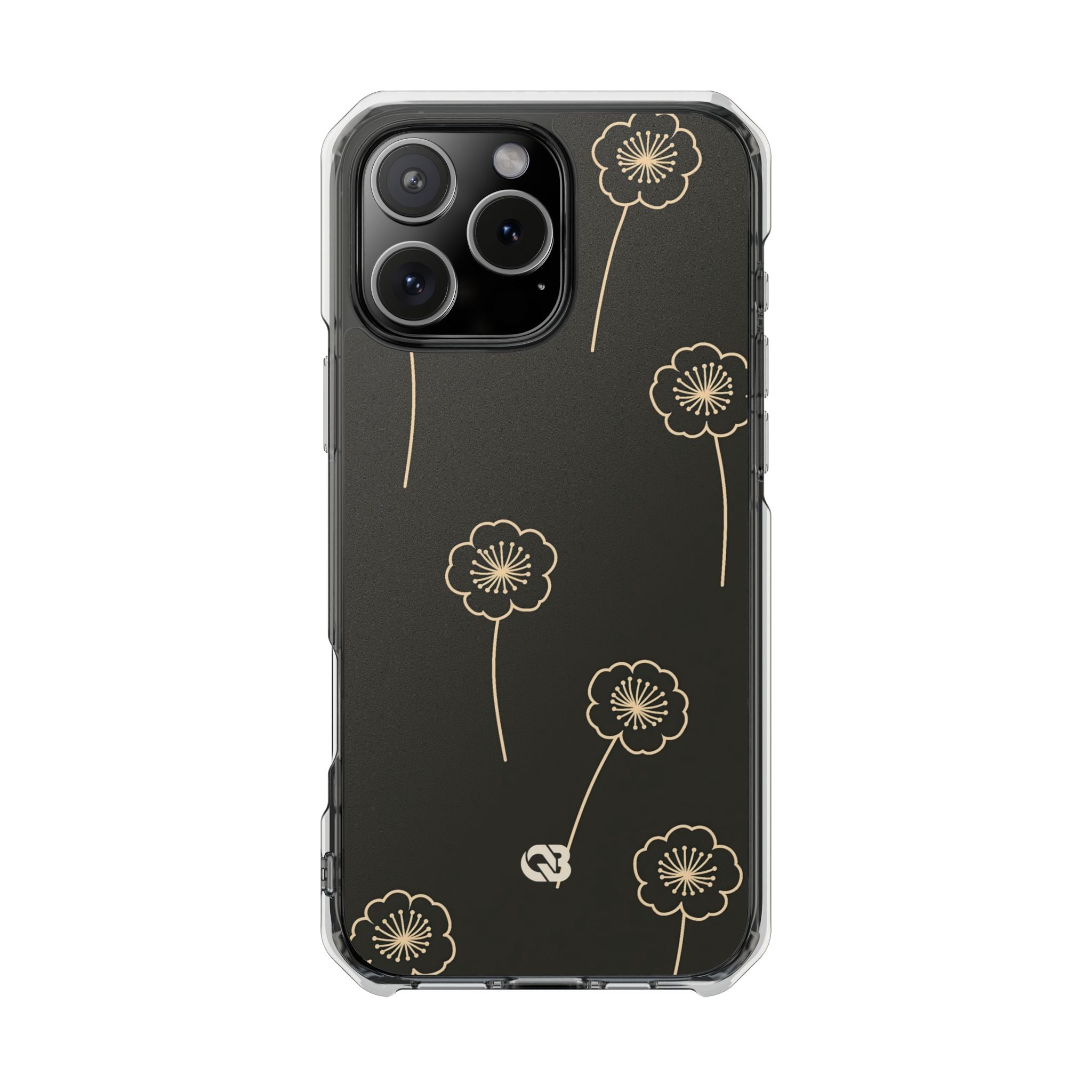 Black Impact MagSafe Phone Case for iPhone - Obsidian Sand Petals