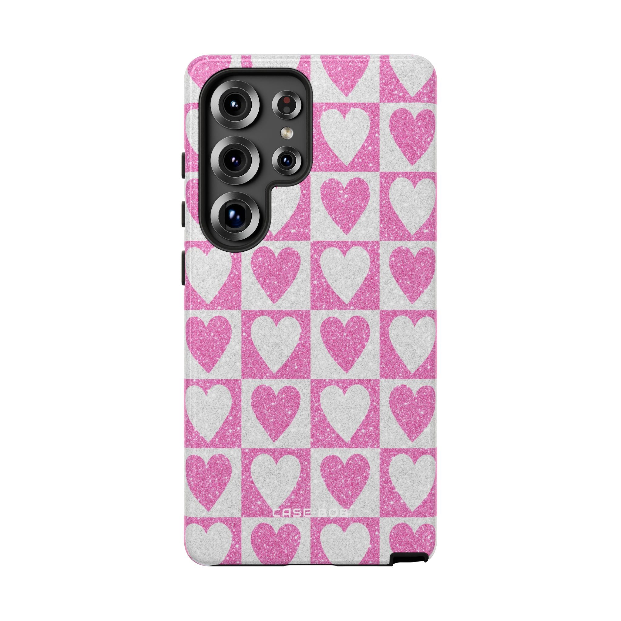 Glitter Heart Grid Samsung S25 Ultra Case - Tough