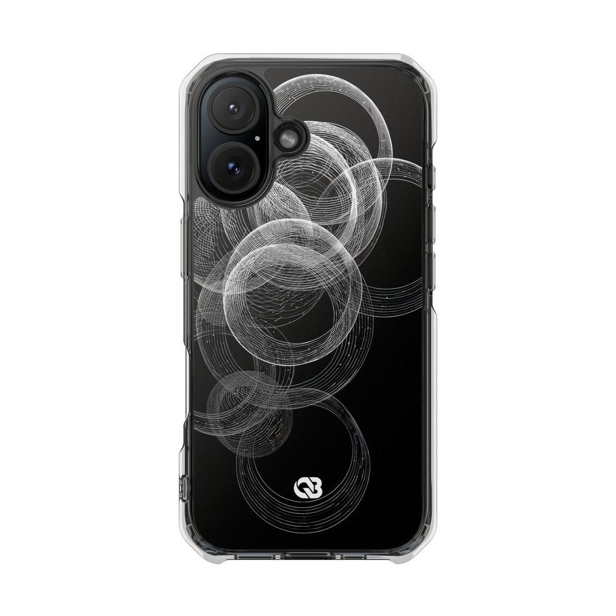 Black Impact MagSafe Phone Case for iPhone - Kinetic Wireframe Orbit
