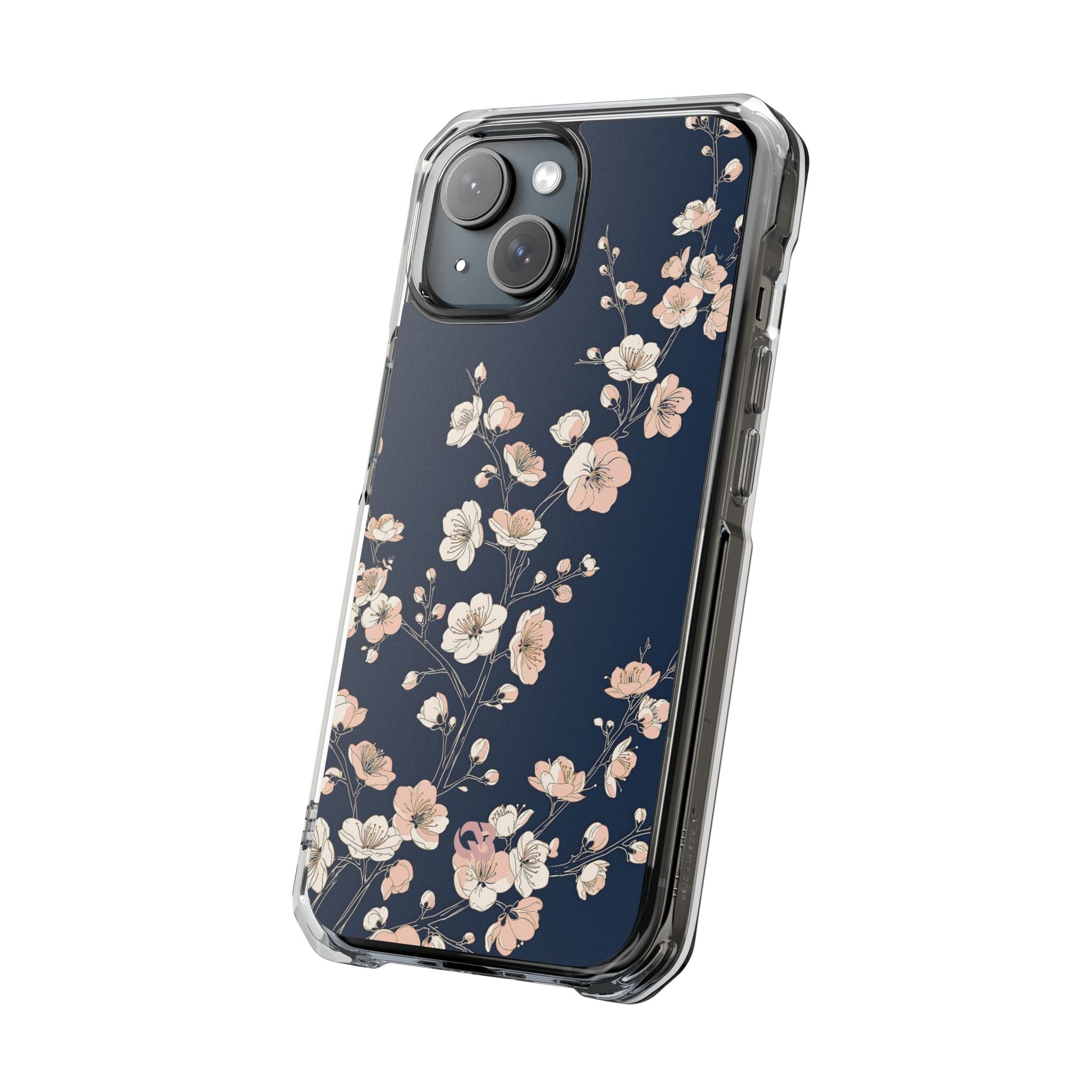 Blue Impact MagSafe Phone Case for iPhone - Midnight Peach Sakura