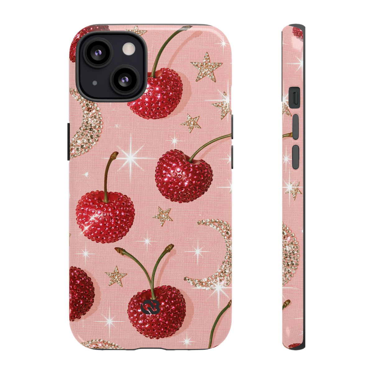 Bedazzled Ruby Cherries · Tough Phone Case for iPhone · Pink