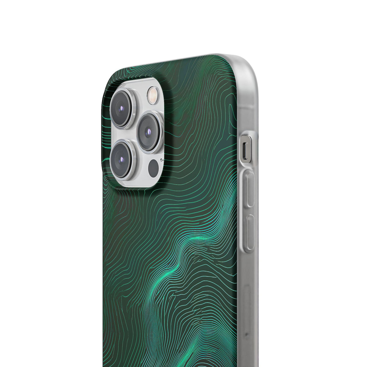 Teal Lite Phone Case for iPhone - Neon Jade Contour