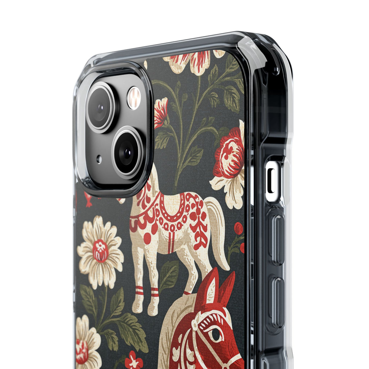 Nordic Dala Meadow · Clear Impact Magnetic Phone Case for iPhone · Red