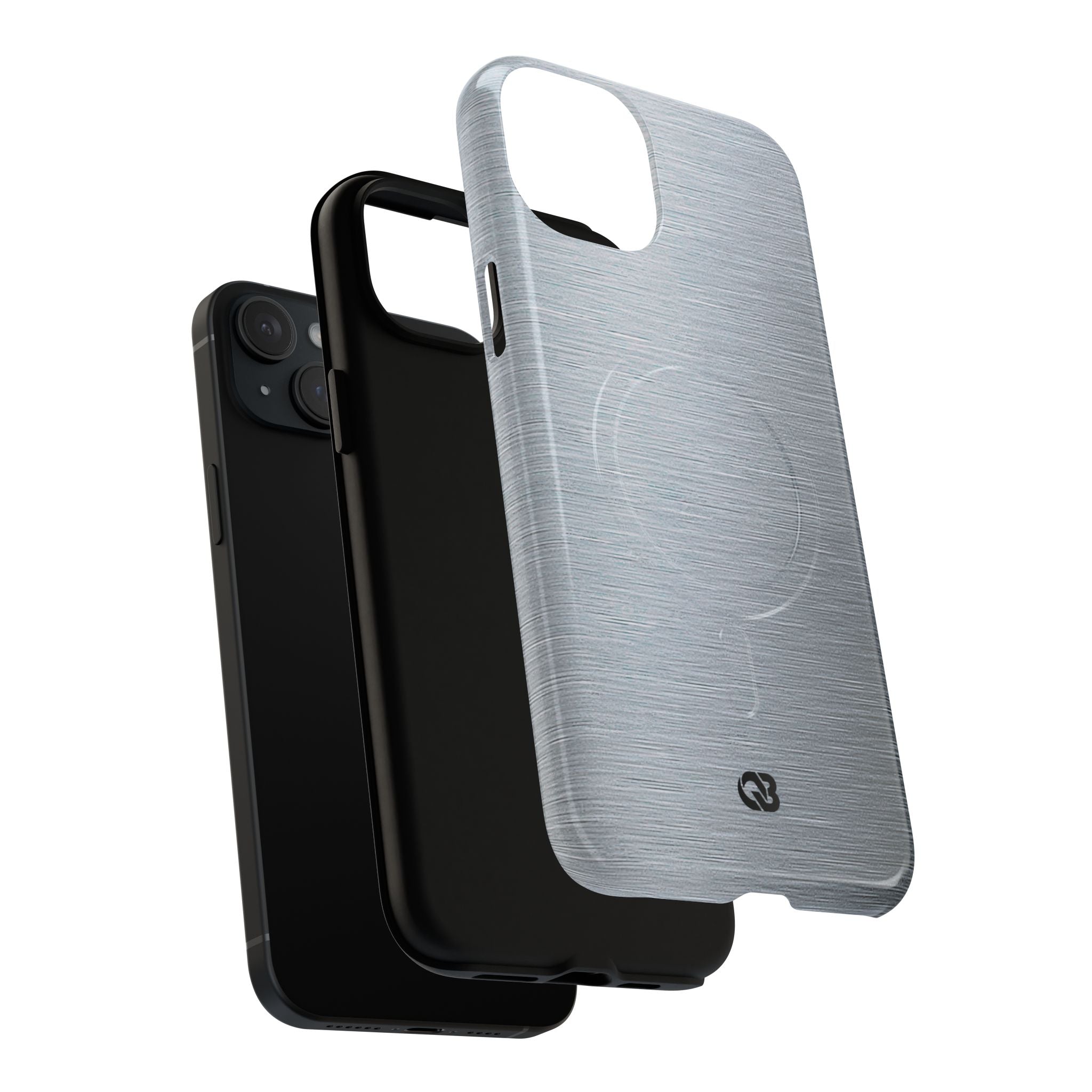 Silver Tough 2.0 Magsafe Phone Case for iPhone - Satin Chrome Grain