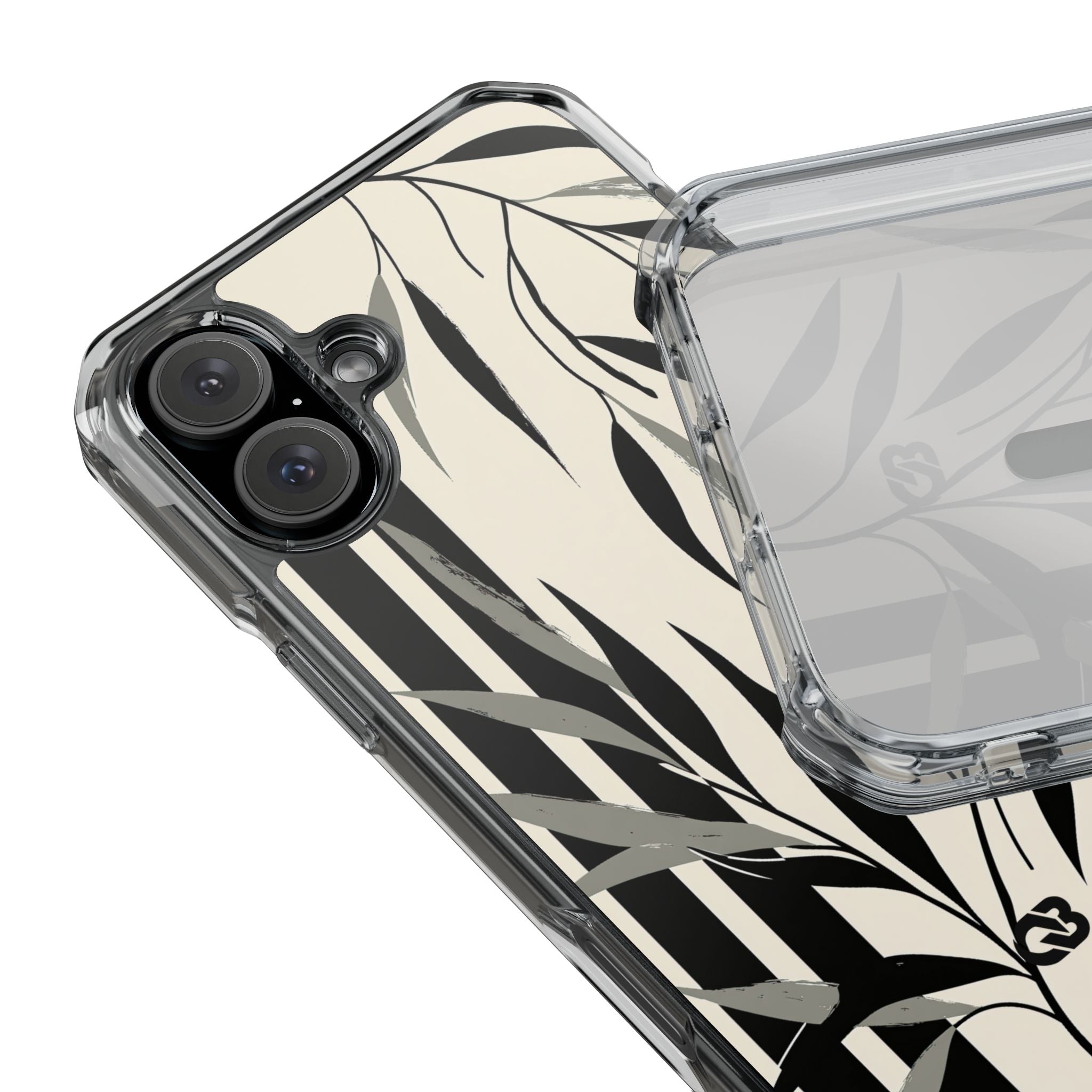 Beige Impact MagSafe Phone Case for iPhone - Soot Leaf Sketch