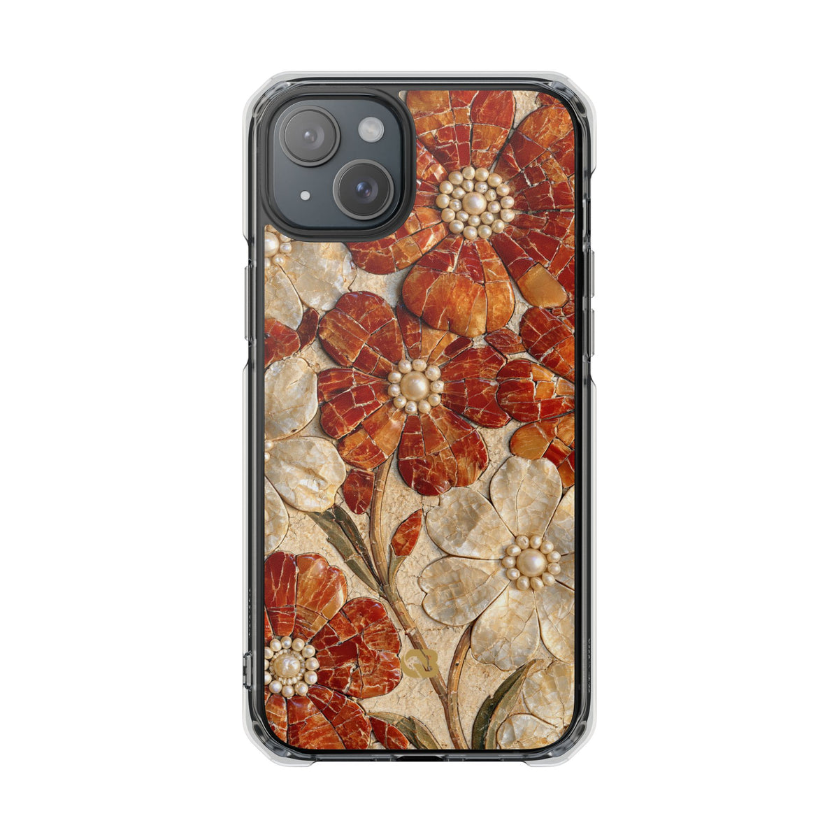 Carnelian Pearl Bloom · Clear Impact Magnetic Phone Case for iPhone · Orange