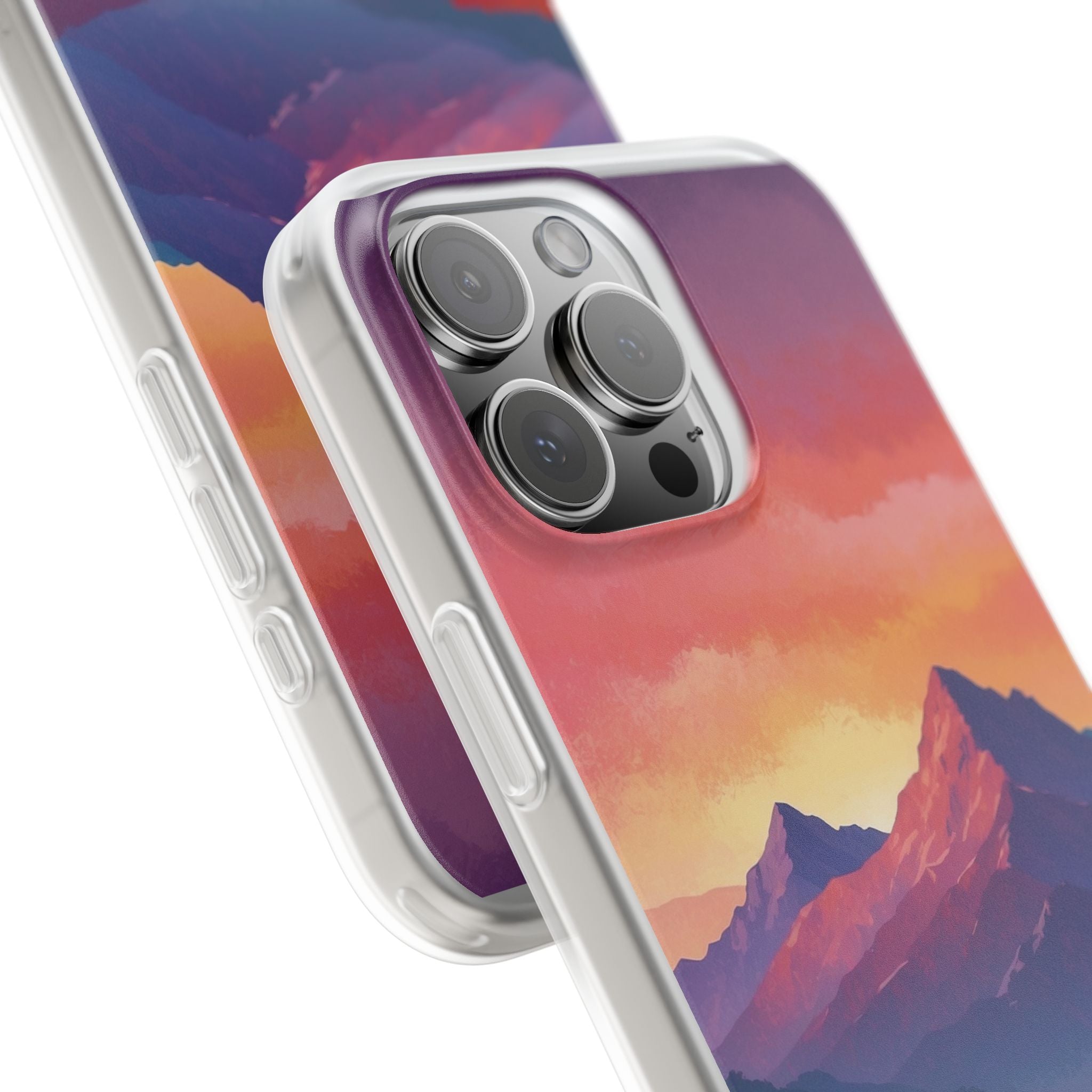 Crimson Mountain Dusk · Soft Custodia per iPhone