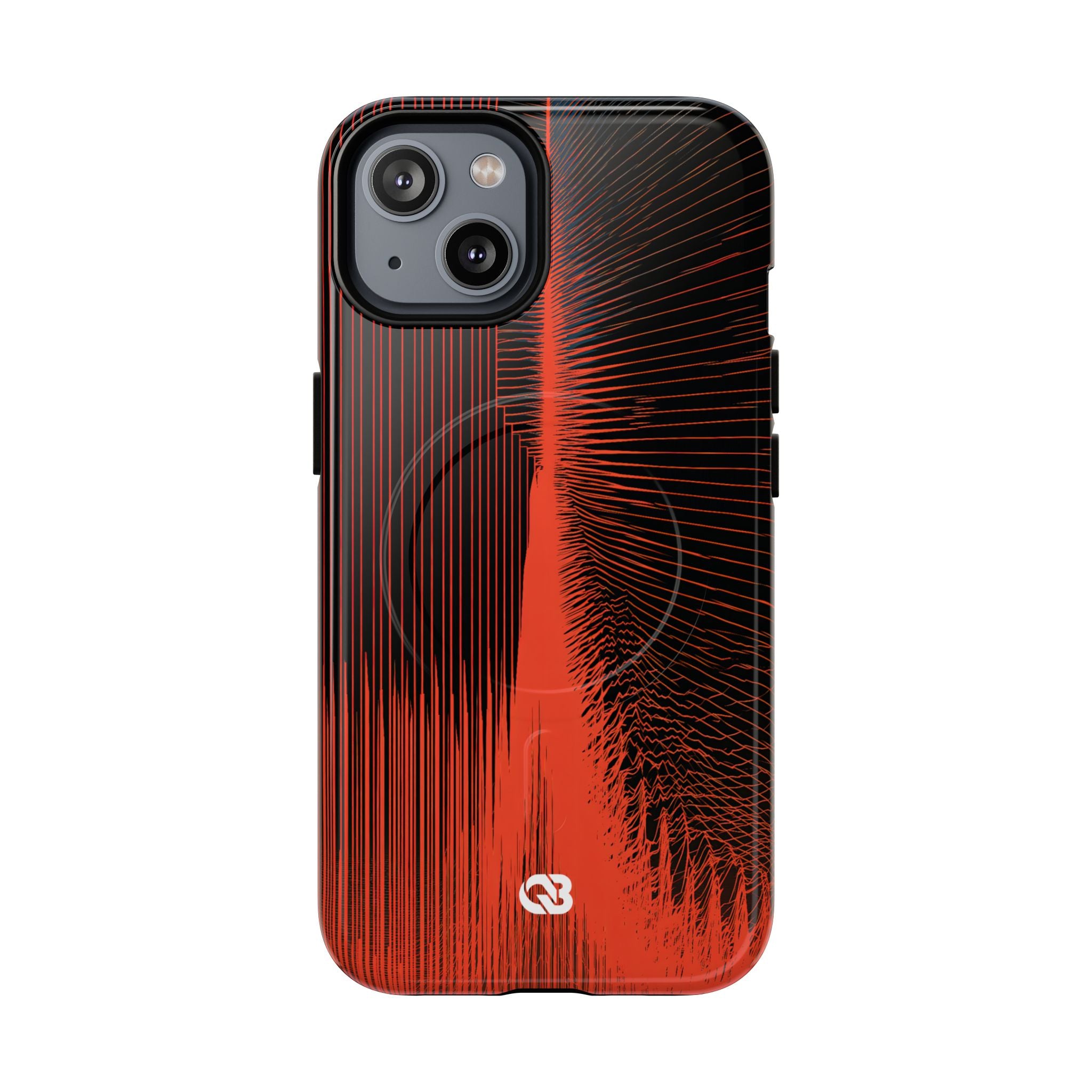 Red Tough 2.0 Magsafe Phone Case for iPhone - Crimson Frequency Pulse