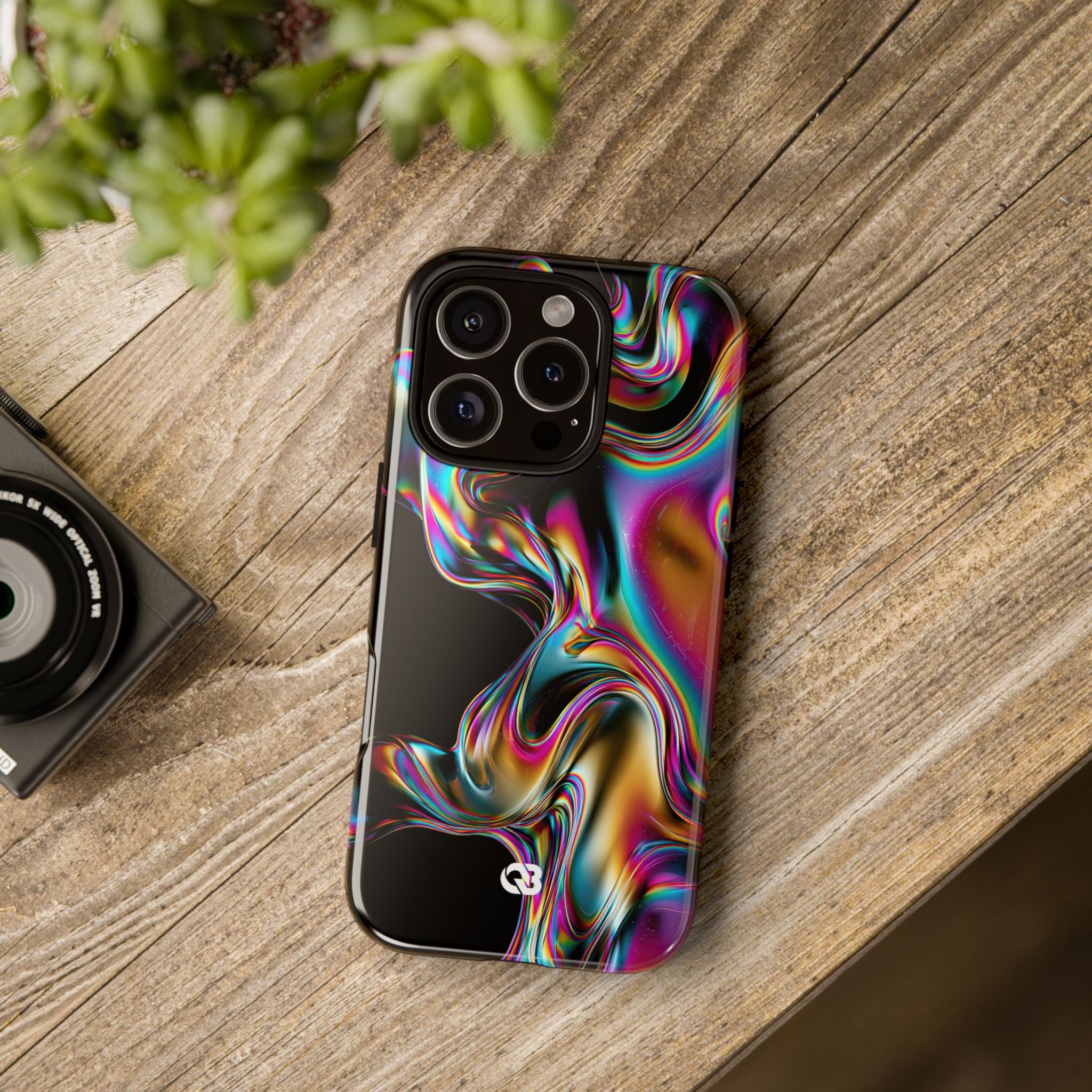 Purple Tough Phone Case for iPhone - Liquid Neon Chrome