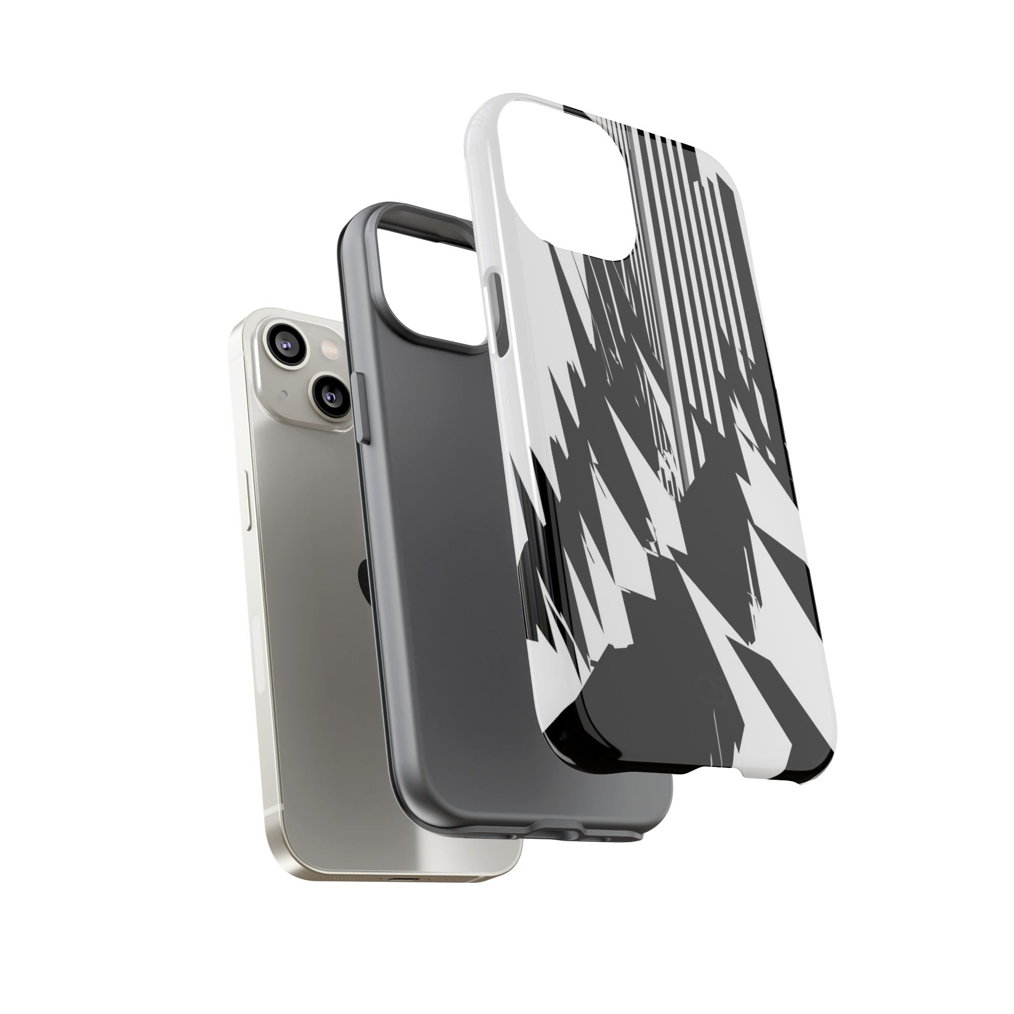 White Tough Phone Case for iPhone - Shattered Vector Spire