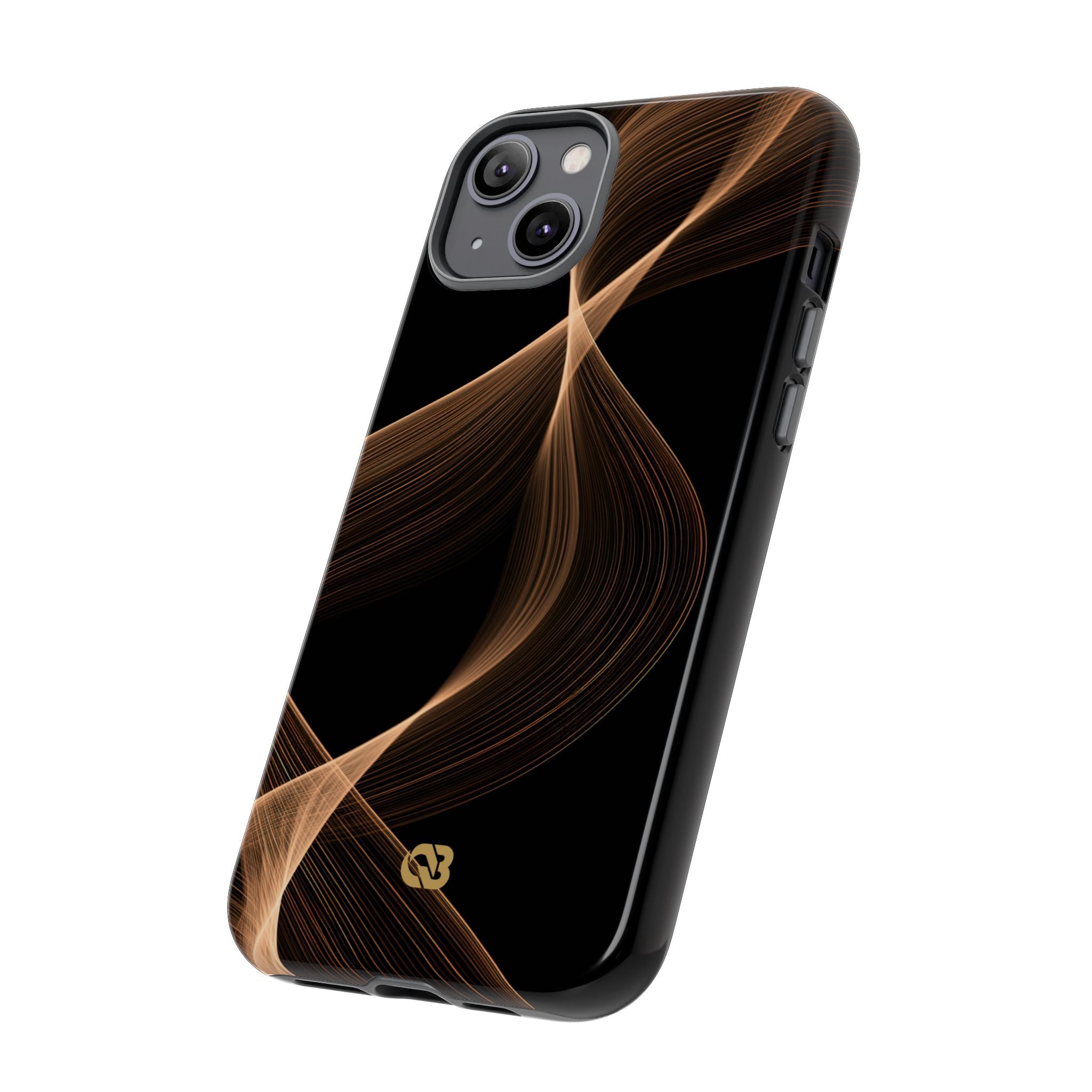 Brown Tough Phone Case for iPhone - Copper Silk Wave