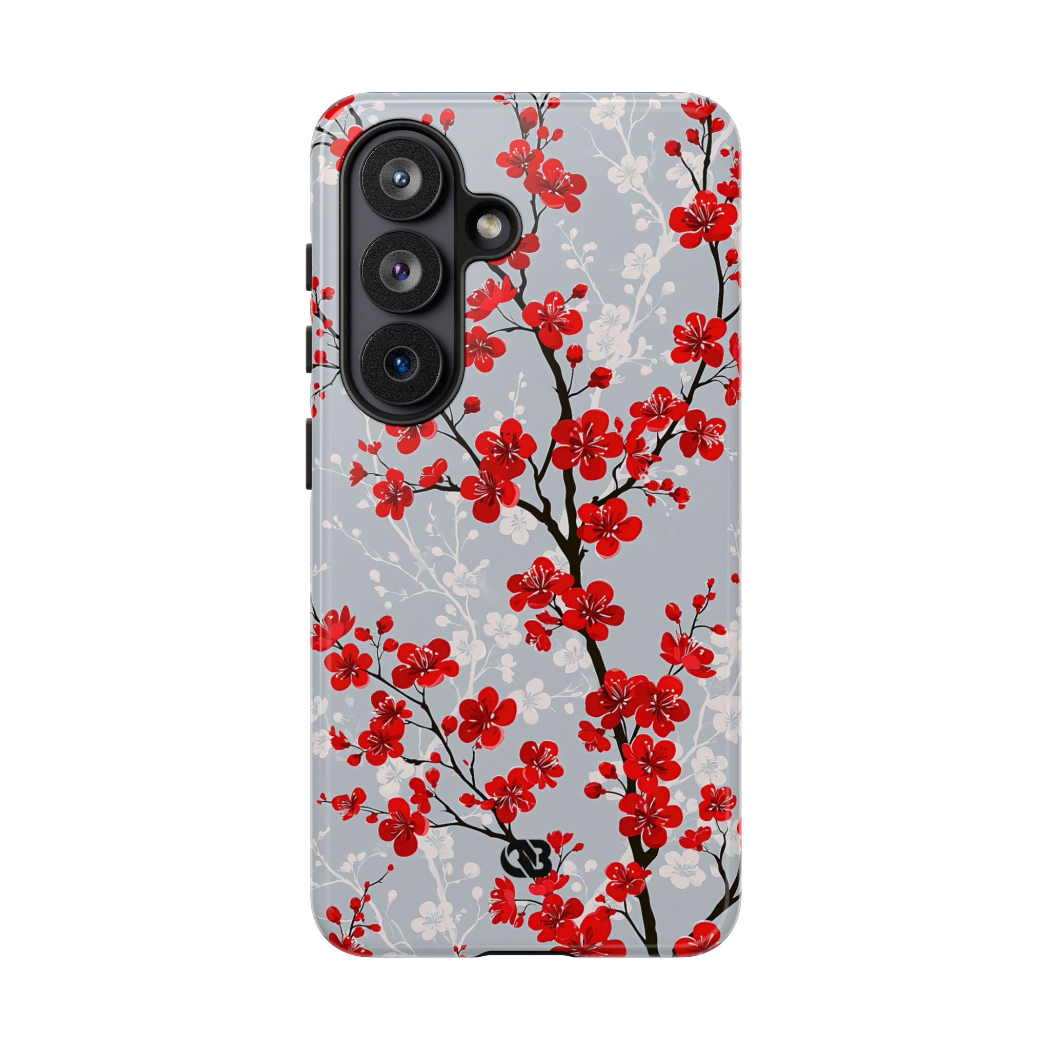 Grey Tough Phone Case for Samsung - Crimson Sakura Slate