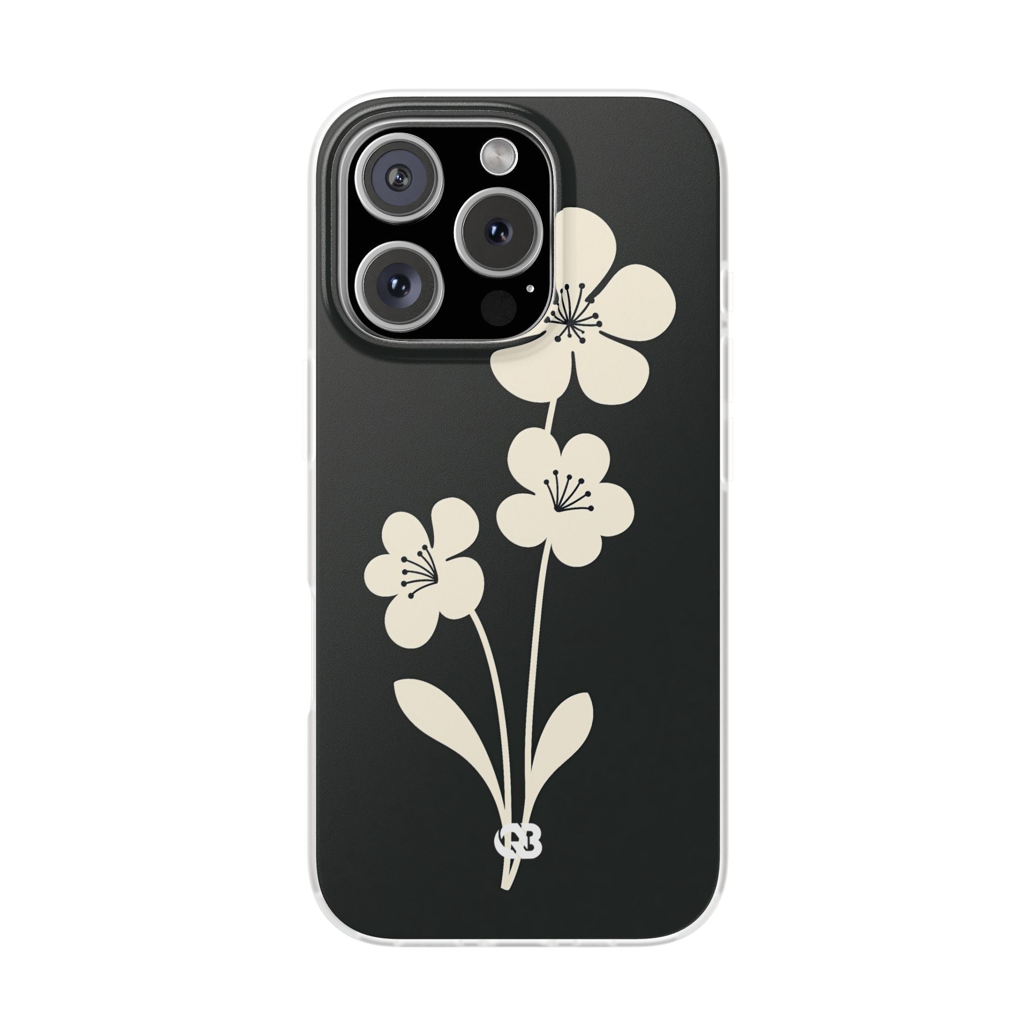 Black Lite Phone Case for iPhone - Obsidian Cream Bloom