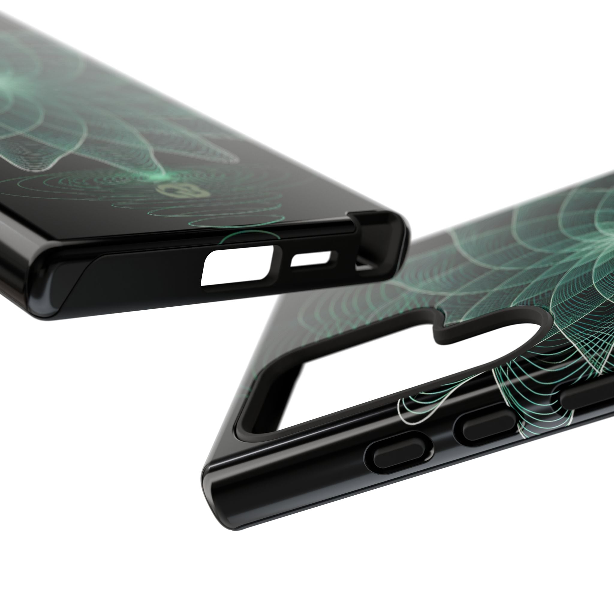 Green Tough Phone Case for Samsung - Cyan Signal Bloom