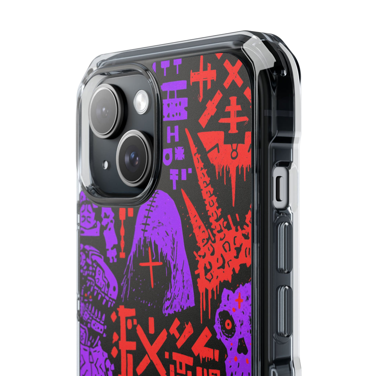Underground Cyber Glyphs · Clear Impact Magnetic Phone Case for iPhone · Black