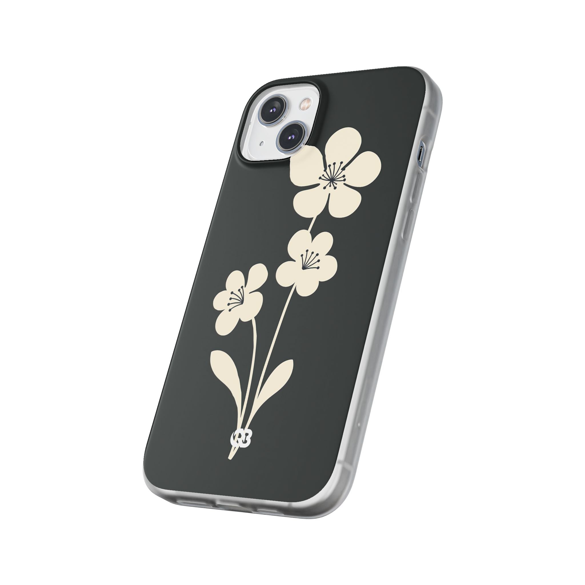 Black Lite Phone Case for iPhone - Obsidian Cream Bloom