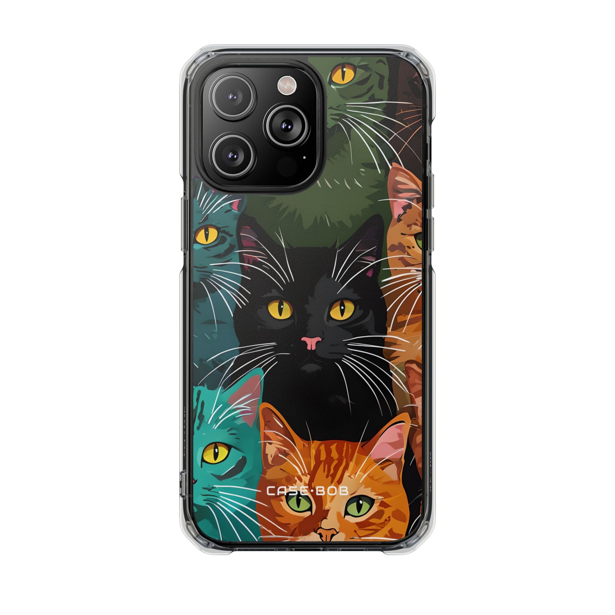 Teal Cat Grid iPhone 14 Pro Max Case - Impact