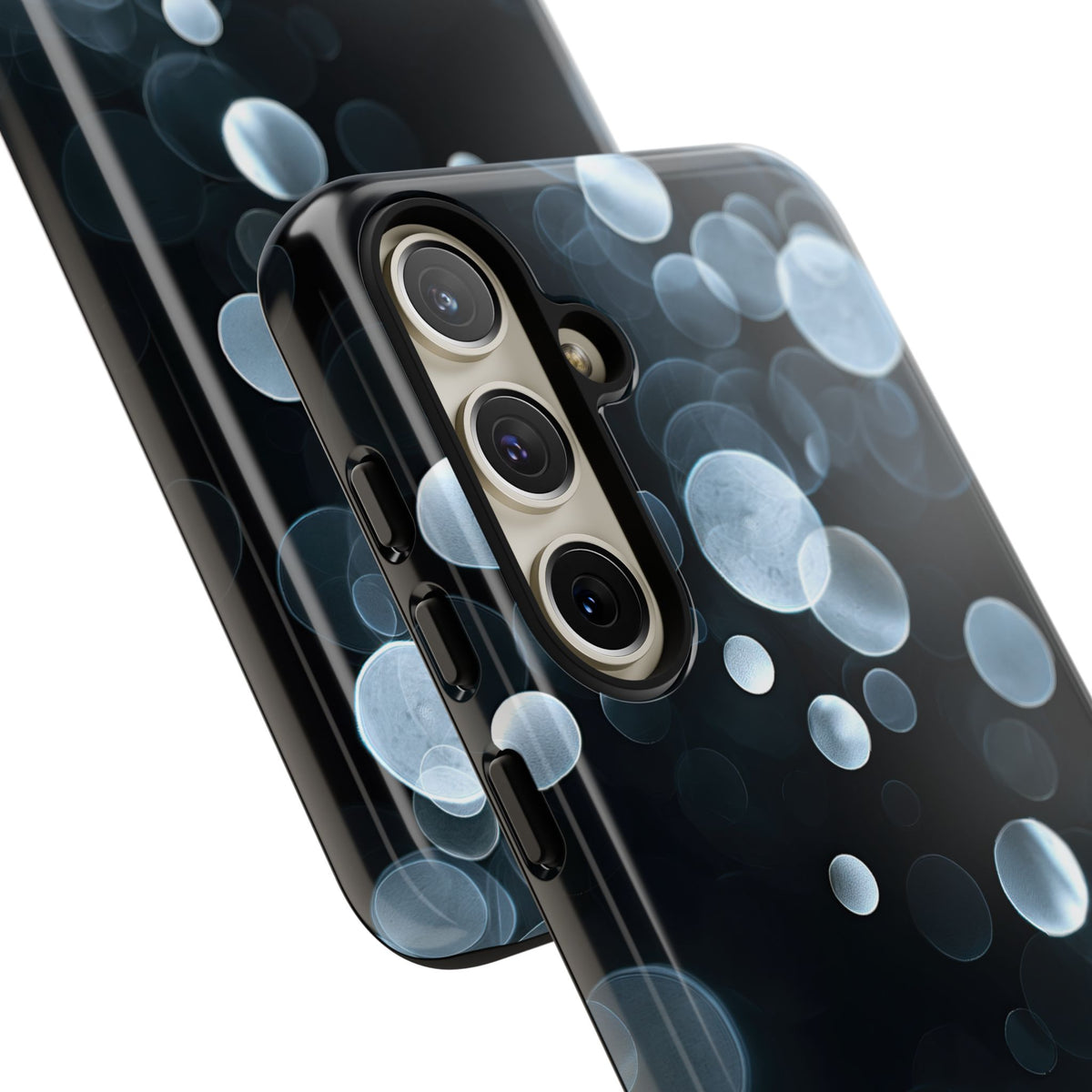 Black Tough Phone Case for Samsung - Silver Orbit Glow