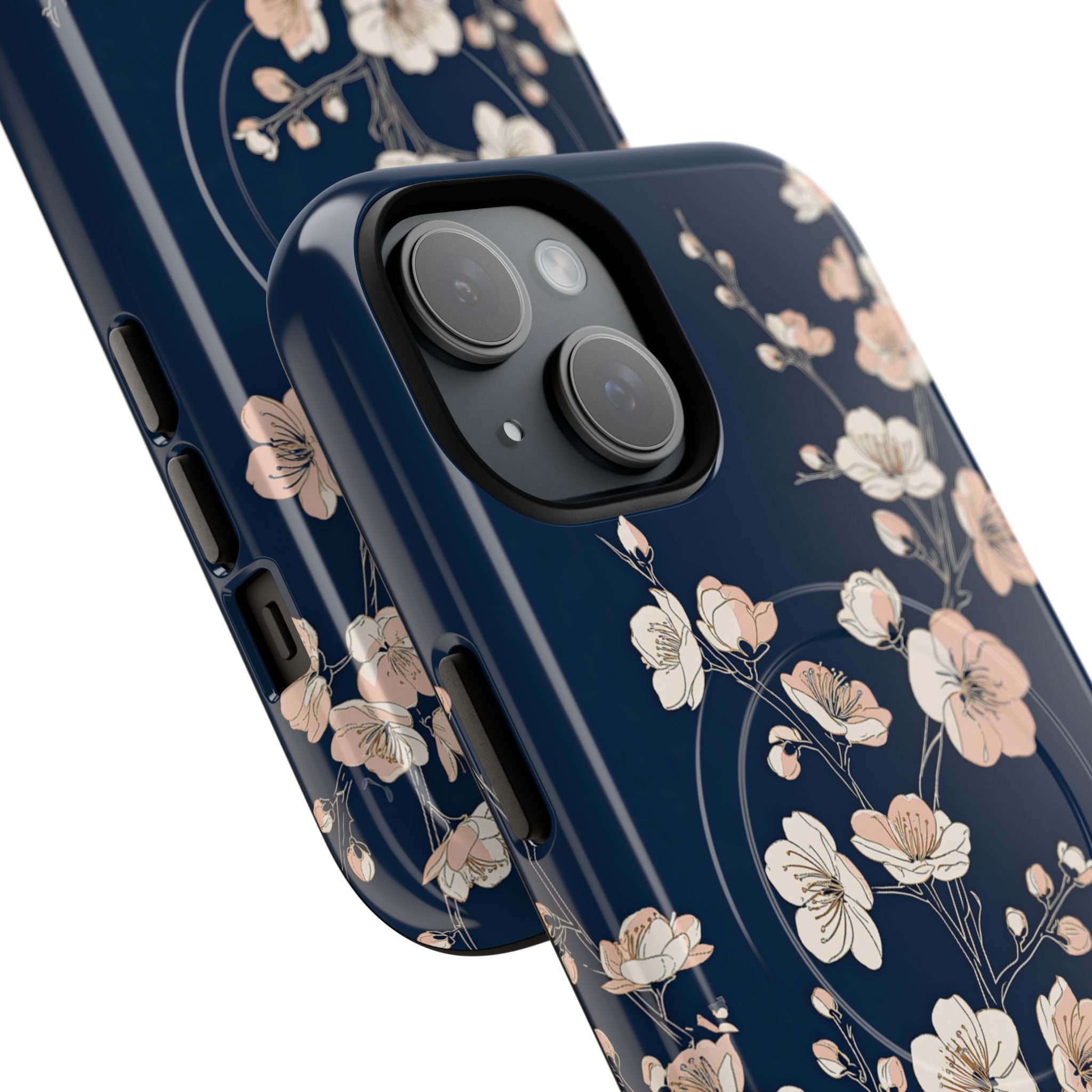 Blue Tough 2.0 Magsafe Phone Case for iPhone - Midnight Peach Sakura